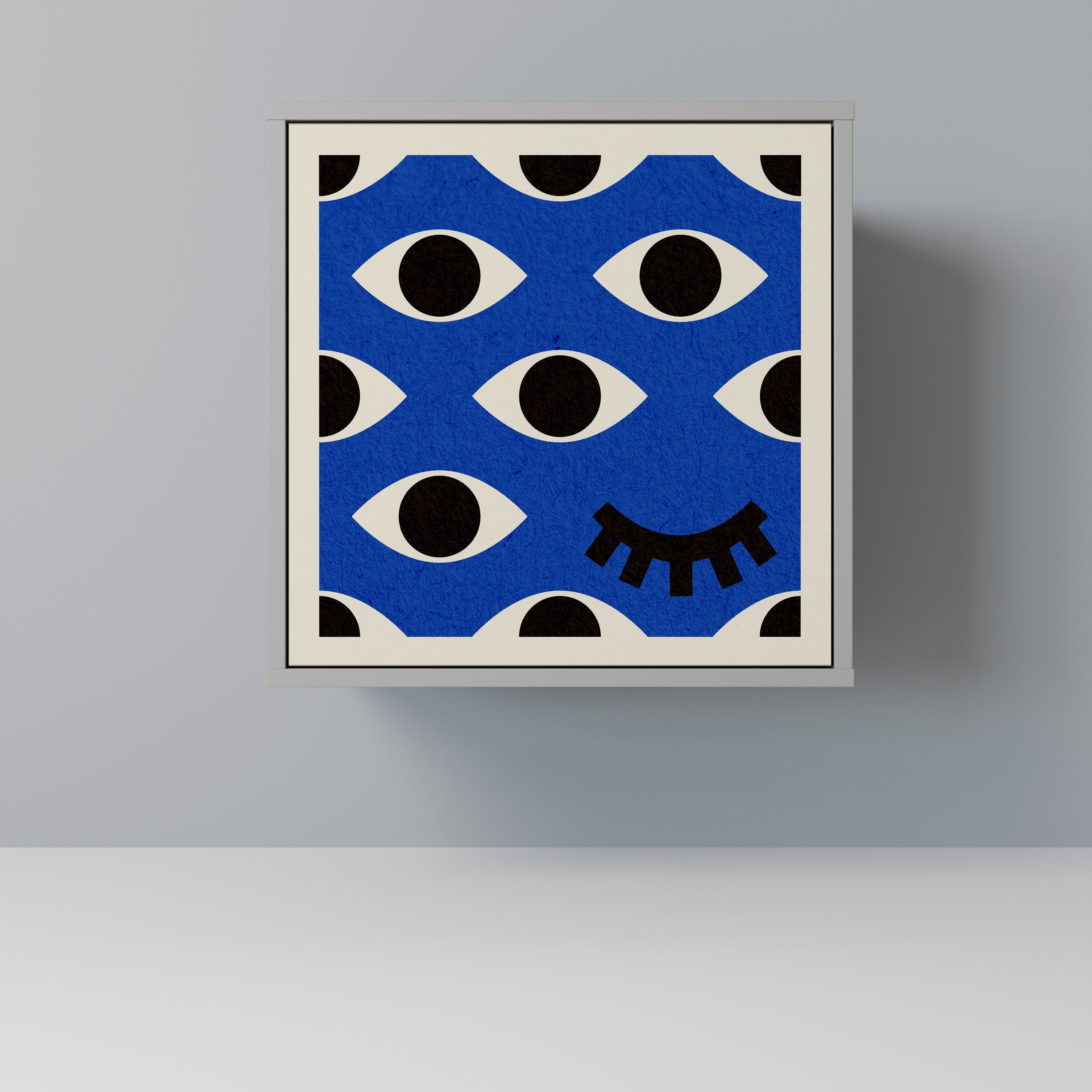 GEOMETRIC EYES 1-Door Sideboard in Grey Finish