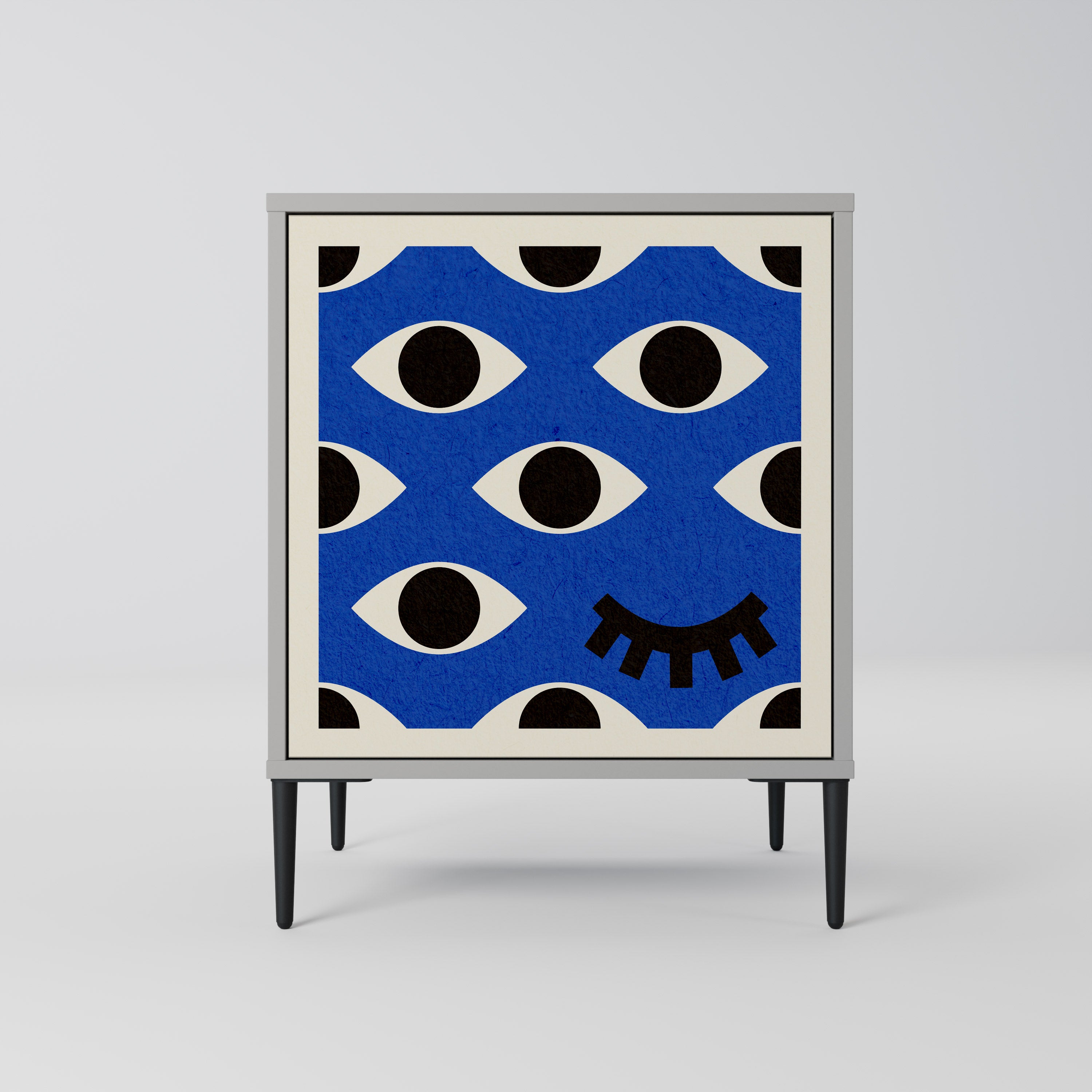 GEOMETRIC EYES 1-Door Sideboard in Grey Finish