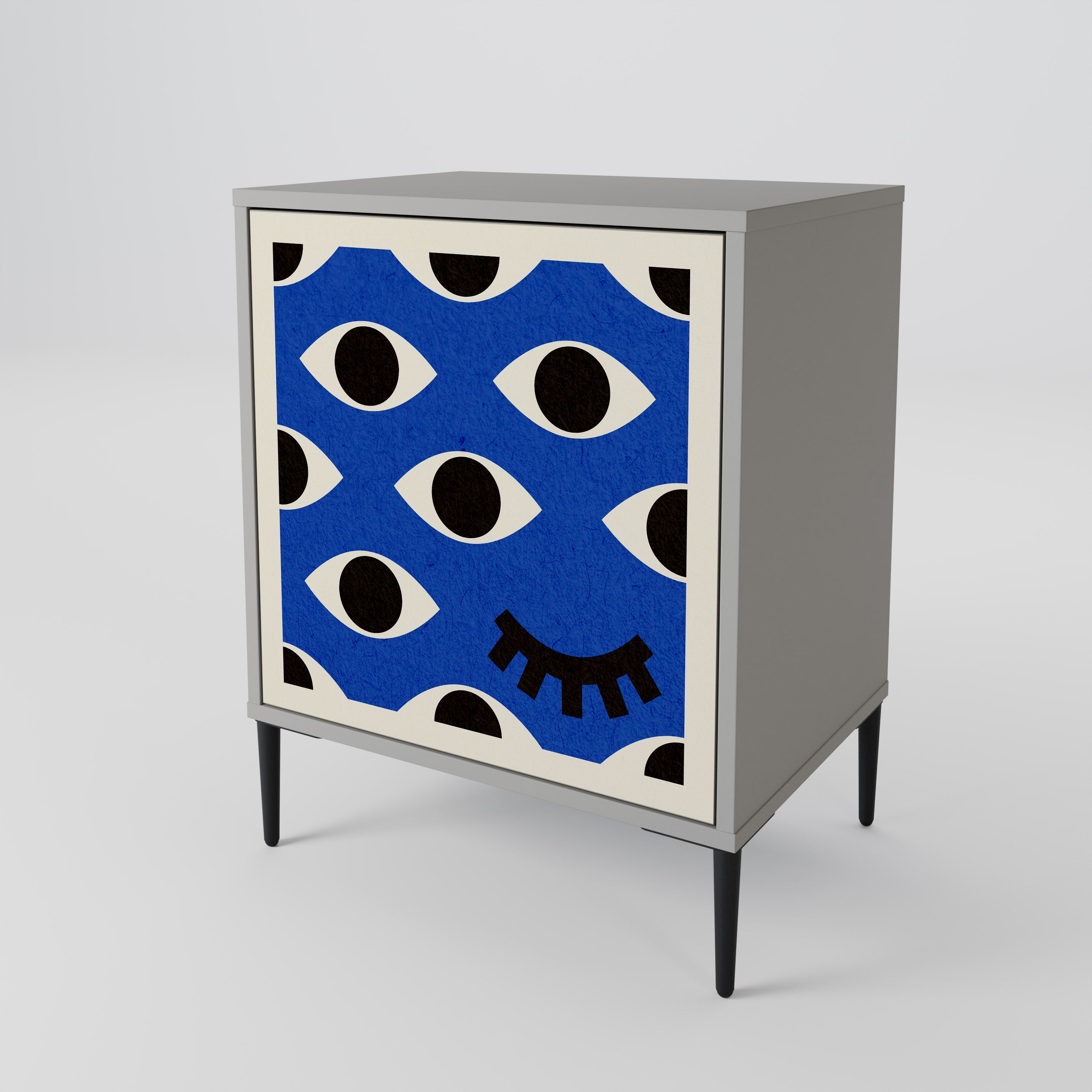 GEOMETRIC EYES 1-Door Sideboard in Grey Finish