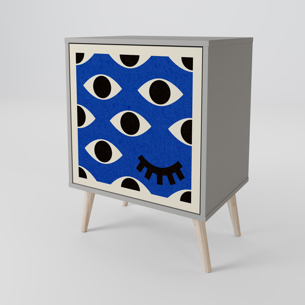 GEOMETRIC EYES 1-Door Sideboard in Grey Finish