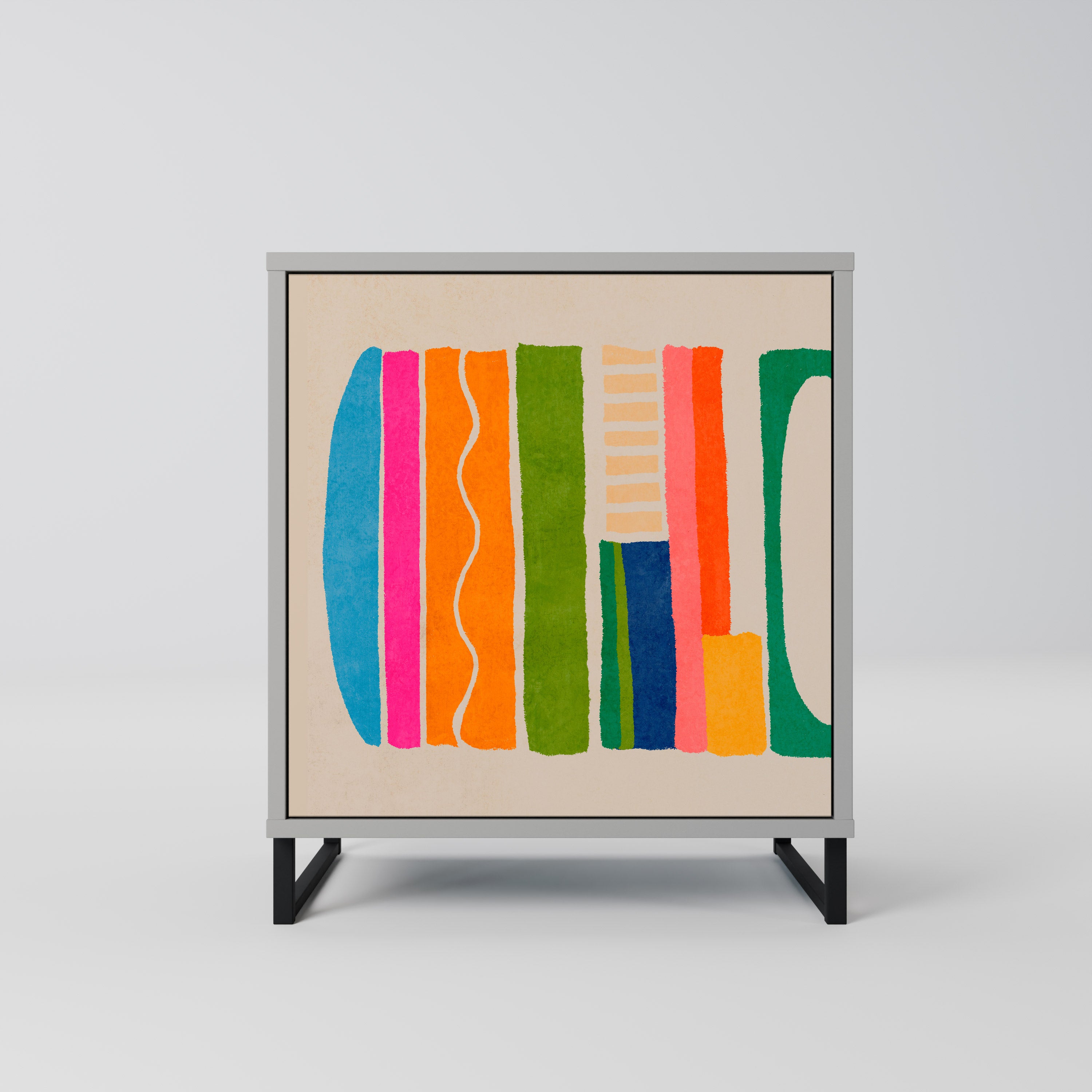 GEOMETRIC SHINE 1-Door Sideboard in Grey Finish