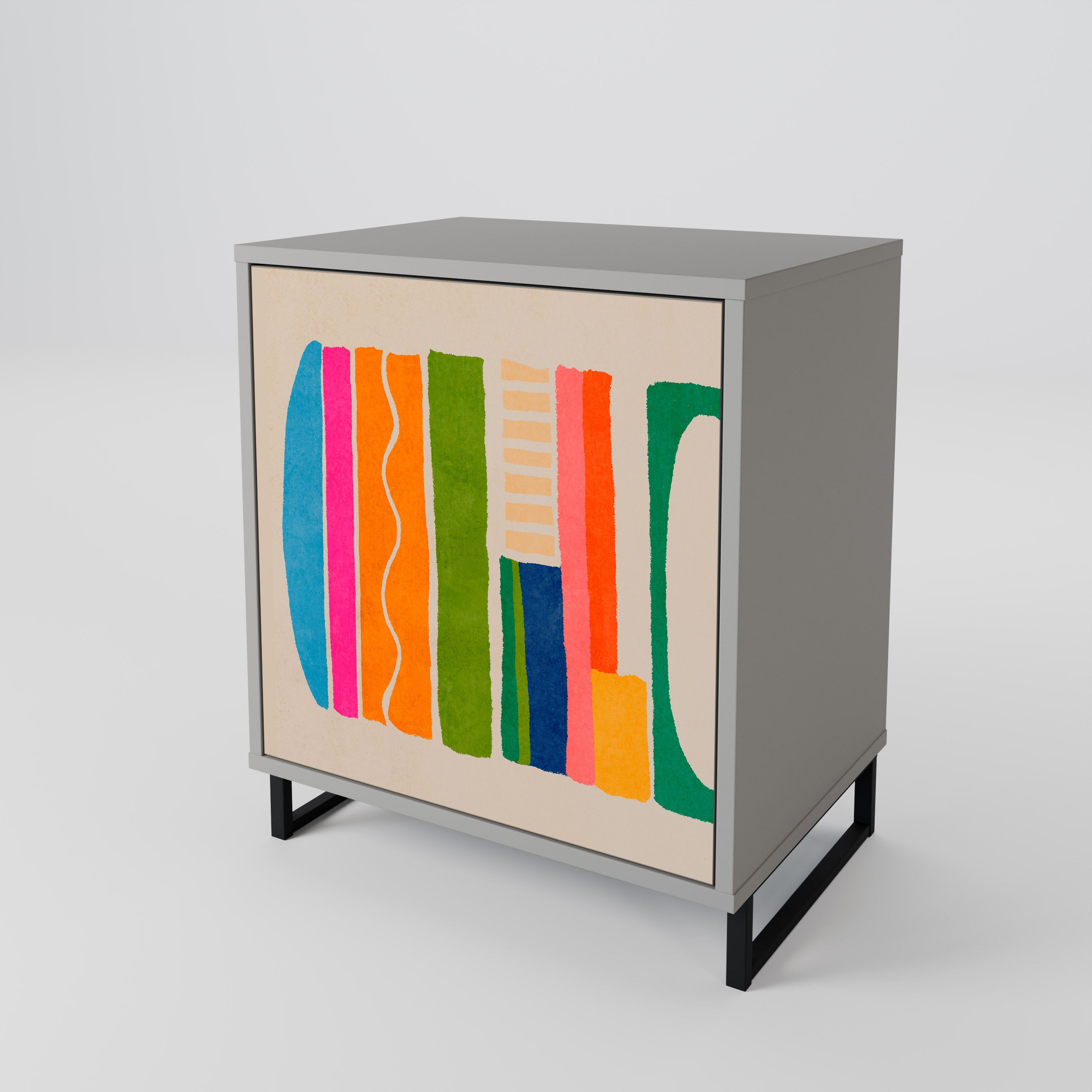 GEOMETRIC SHINE 1-Door Sideboard in Grey Finish