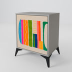 GEOMETRIC SHINE 1-Door Sideboard in Grey Finish
