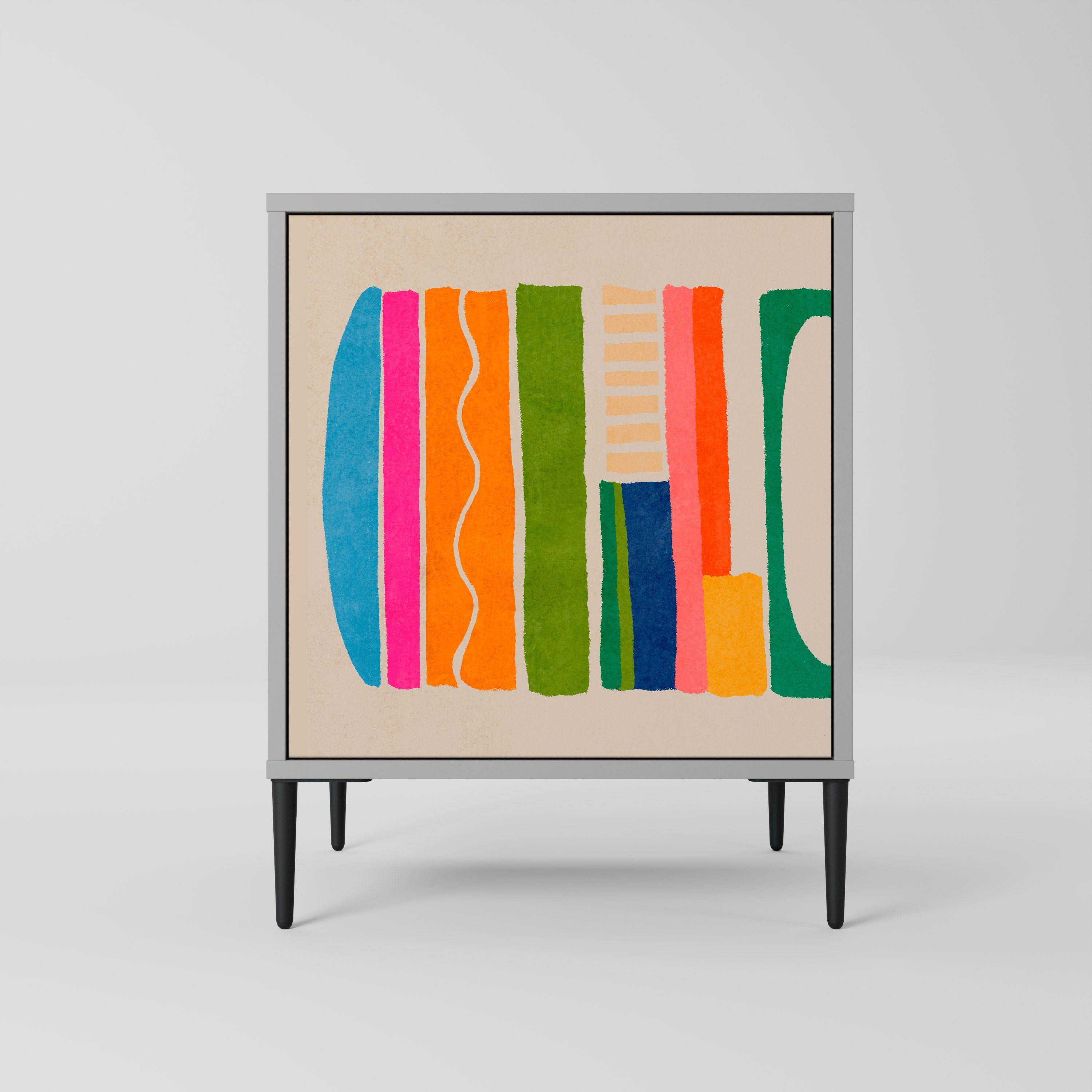 GEOMETRIC SHINE 1-Door Sideboard in Grey Finish