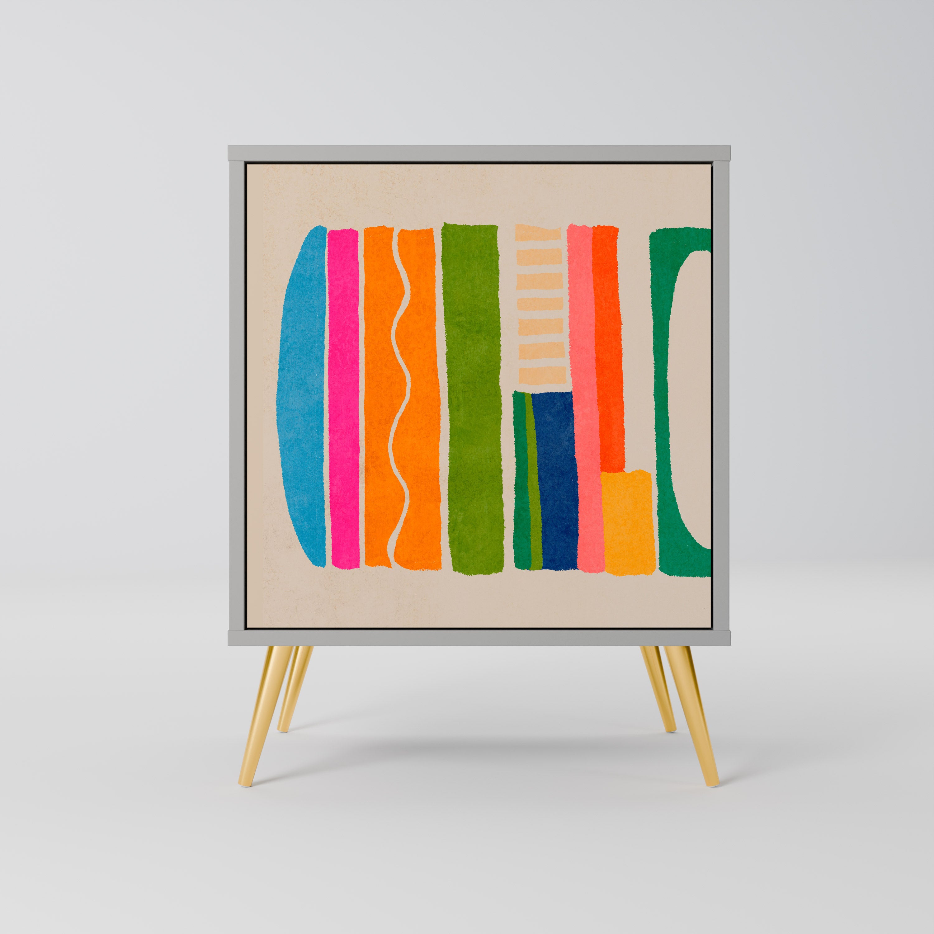 GEOMETRIC SHINE 1-Door Sideboard in Grey Finish