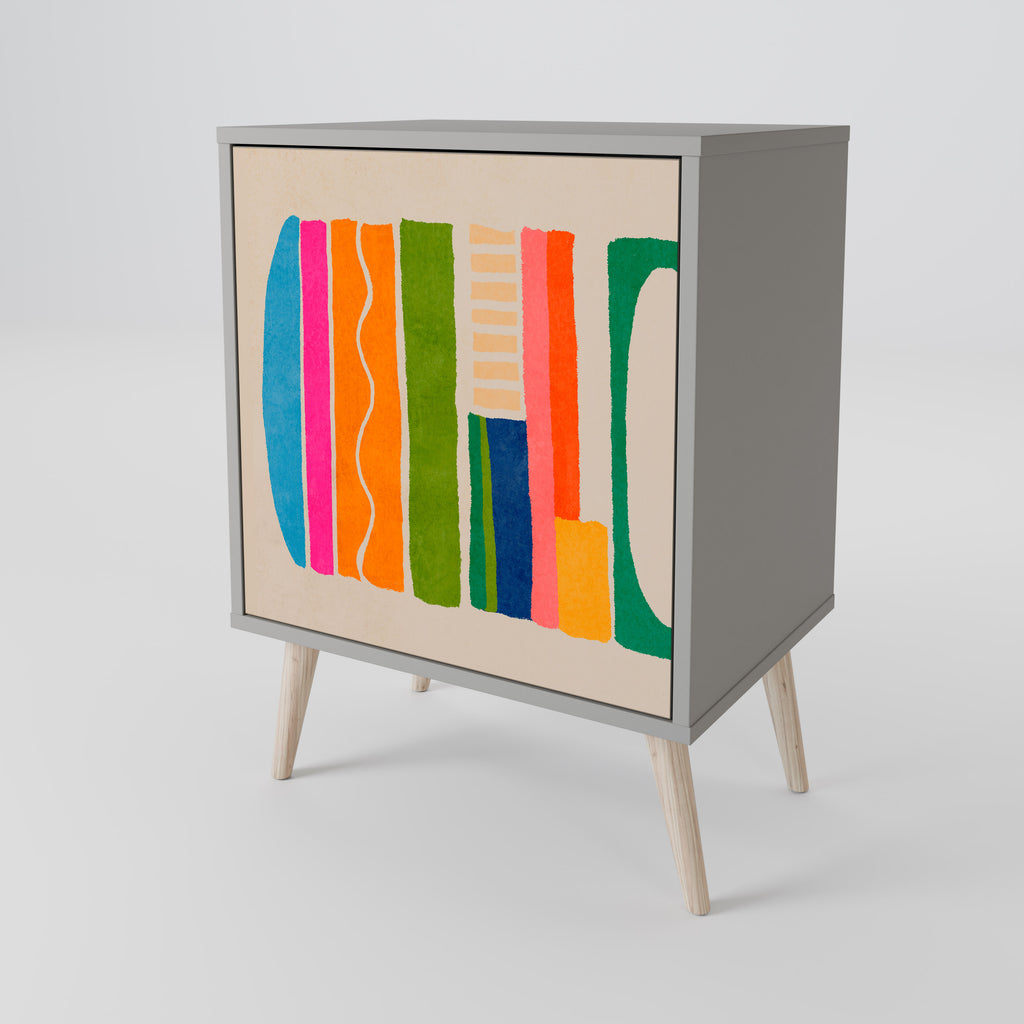 GEOMETRIC SHINE 1-Door Sideboard in Grey Finish