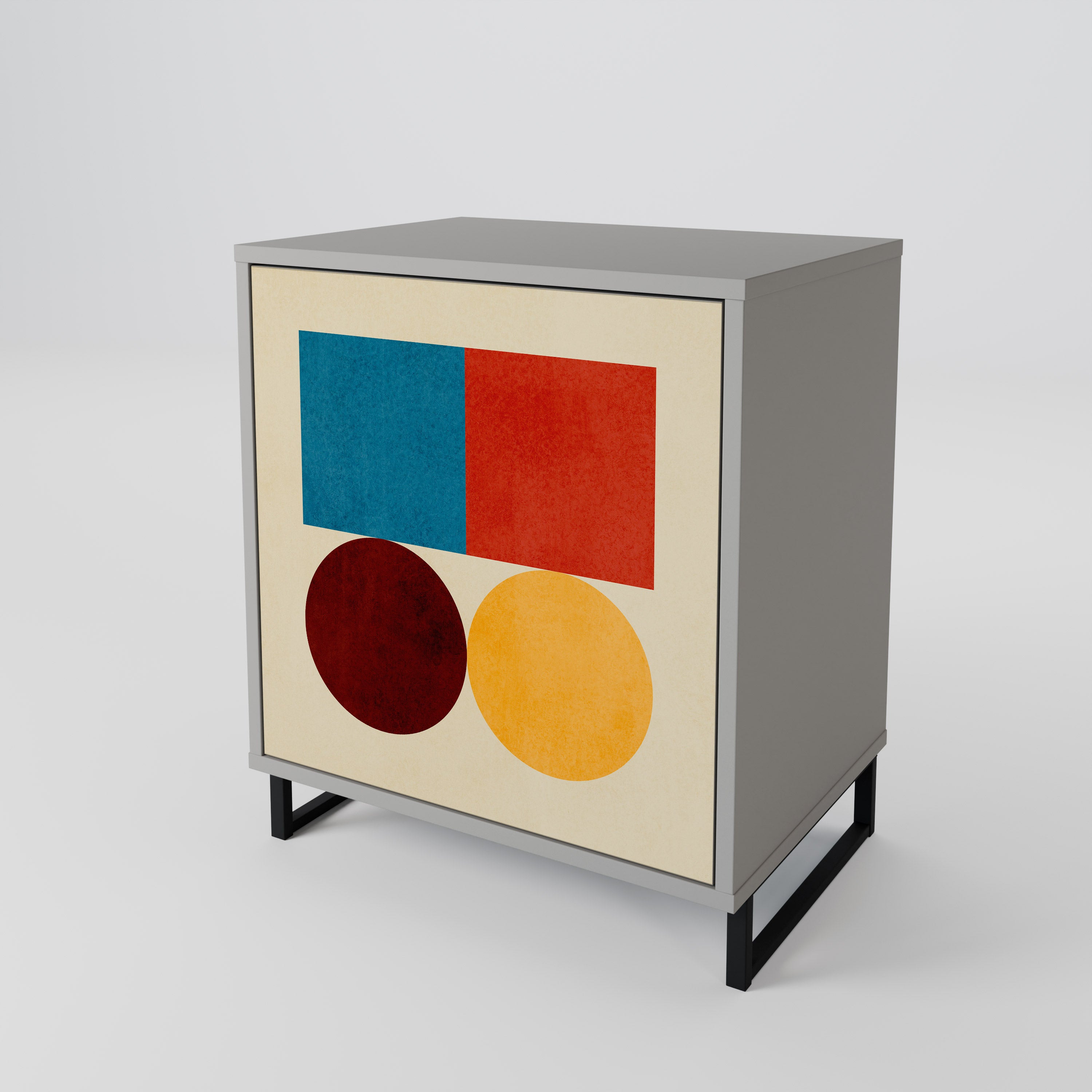 GEOMETRIC PUZZLE 1-Door Sideboard in Grey Finish