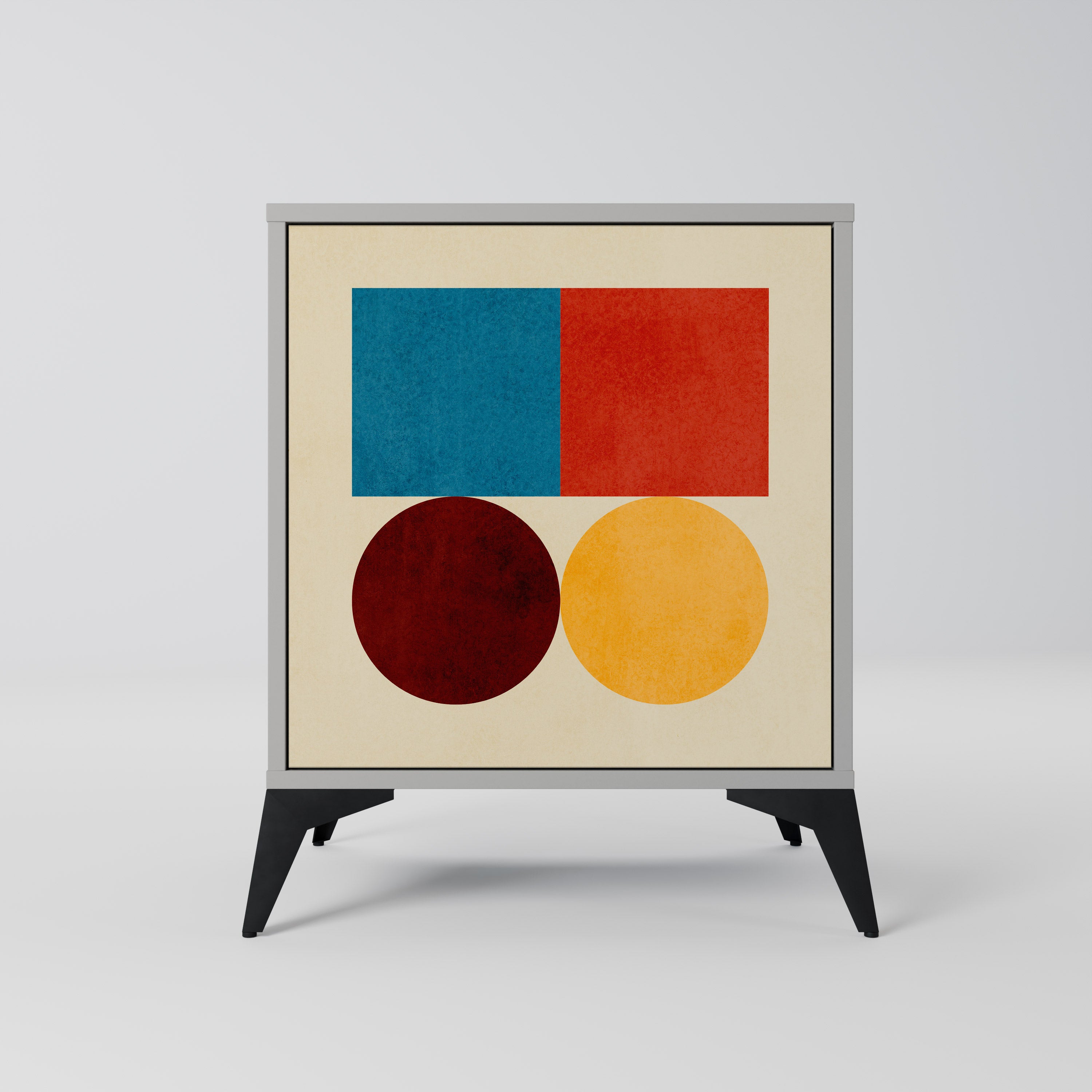 GEOMETRIC PUZZLE 1-Door Sideboard in Grey Finish