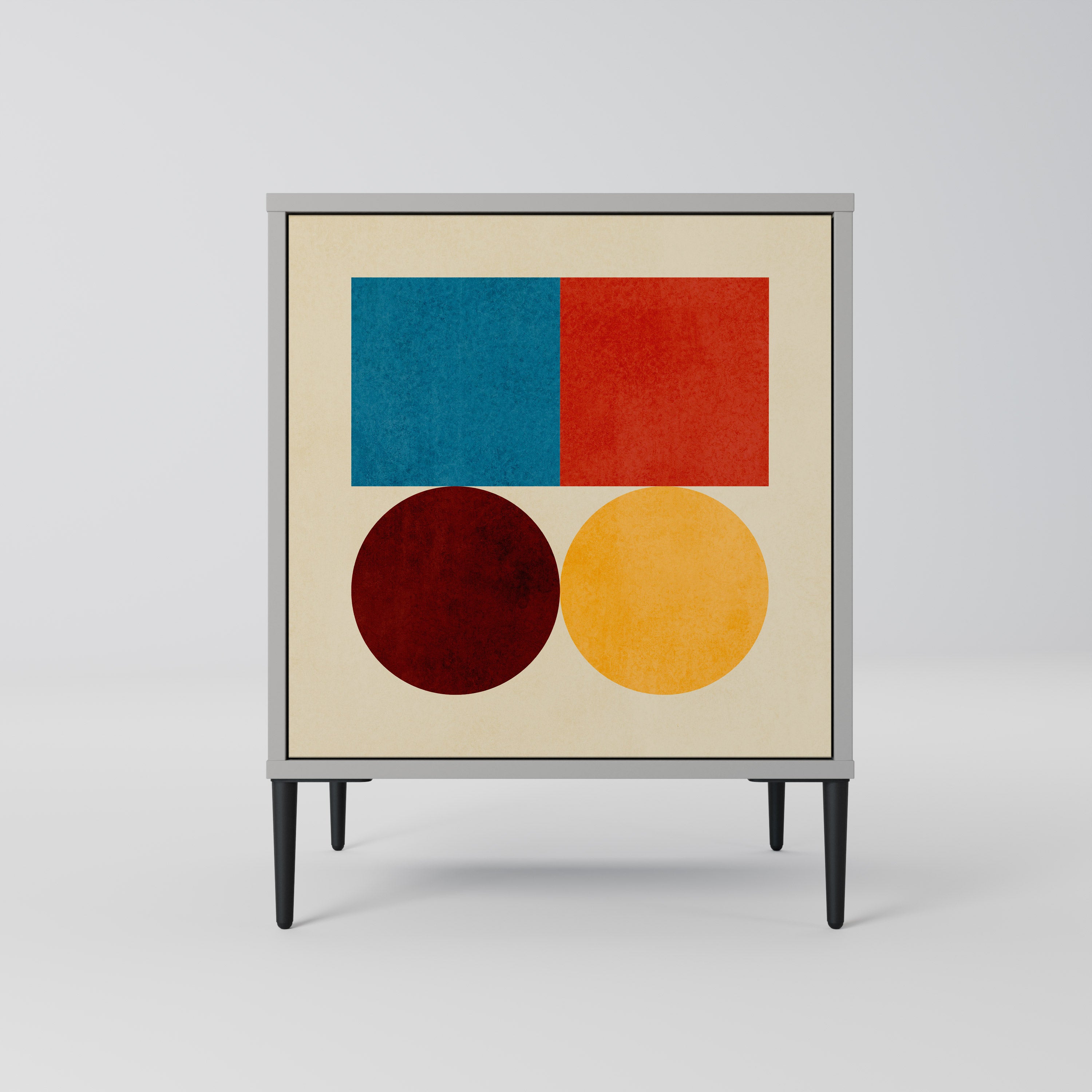 GEOMETRIC PUZZLE 1-Door Sideboard in Grey Finish