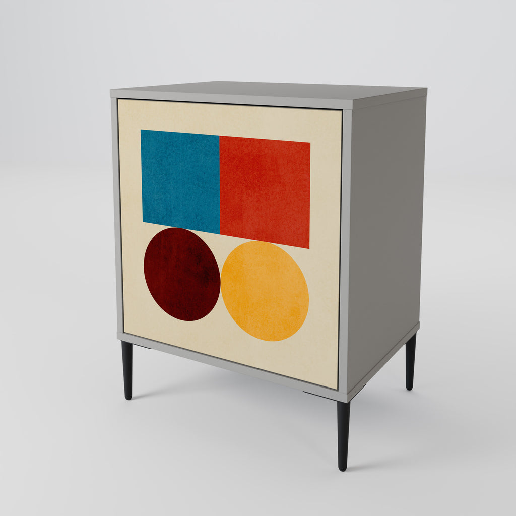 GEOMETRIC PUZZLE 1-Door Sideboard in Grey Finish