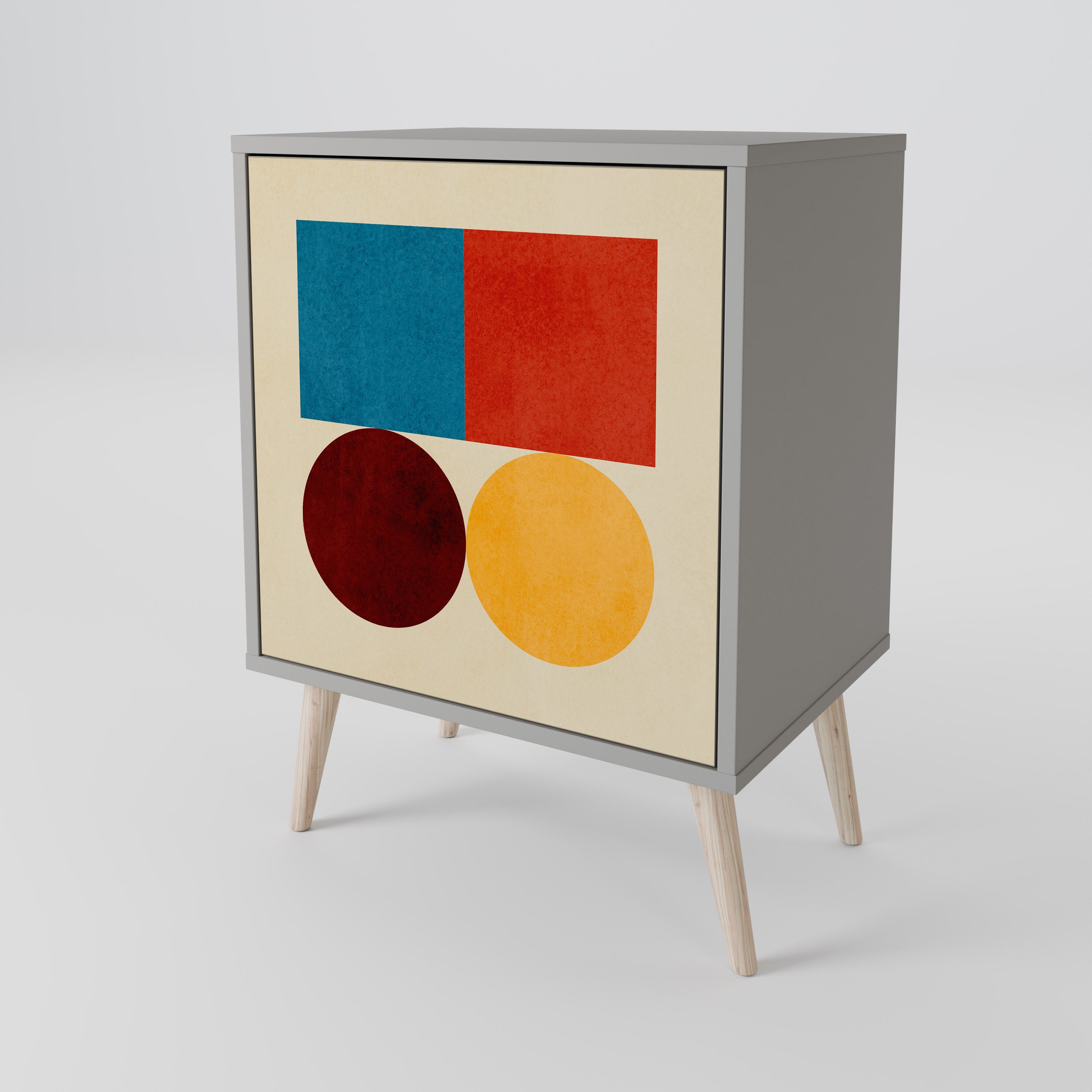GEOMETRIC PUZZLE 1-Door Sideboard in Grey Finish