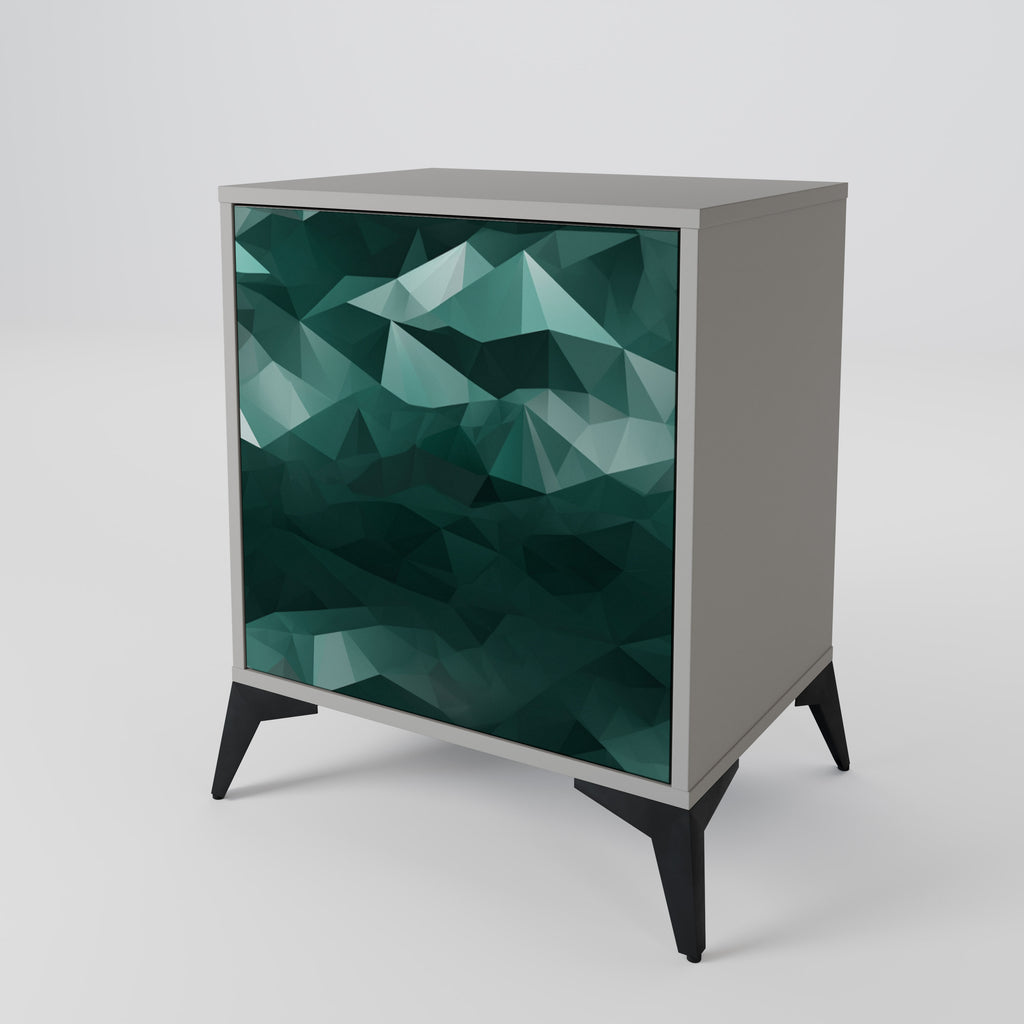 POLYGONAL FLOATING 1-Door Sideboard in Grey Finish
