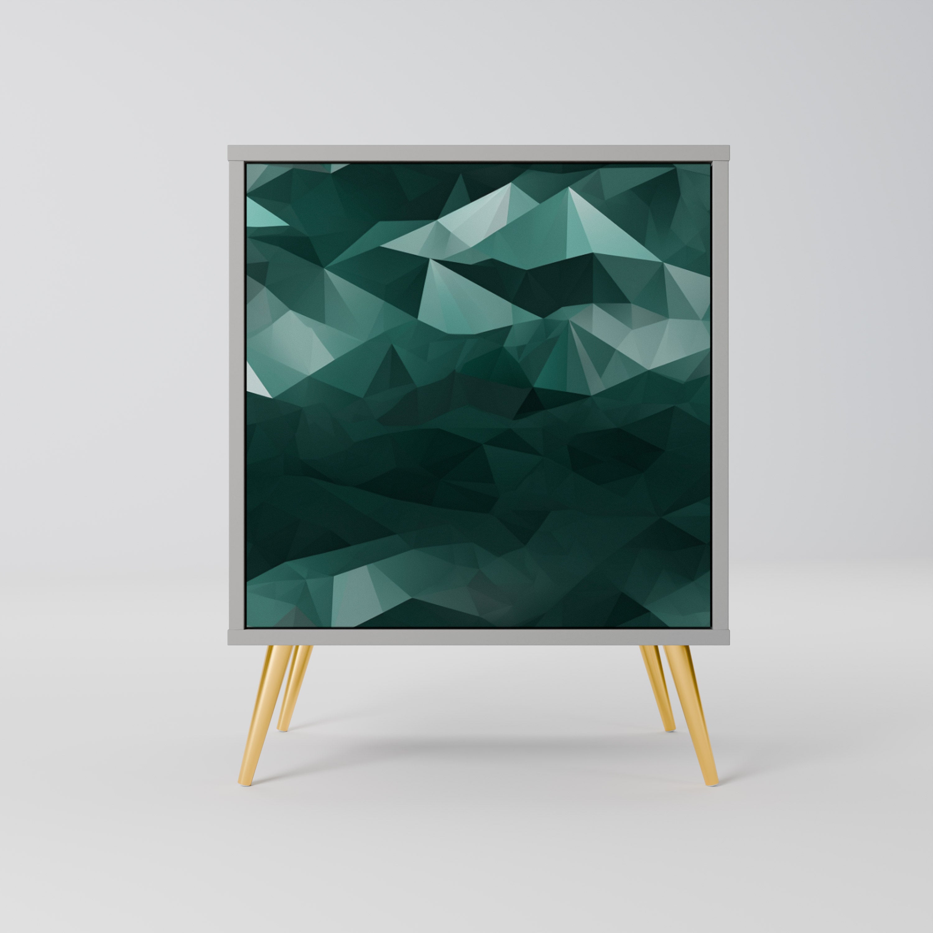 POLYGONAL FLOATING 1-Door Sideboard in Grey Finish