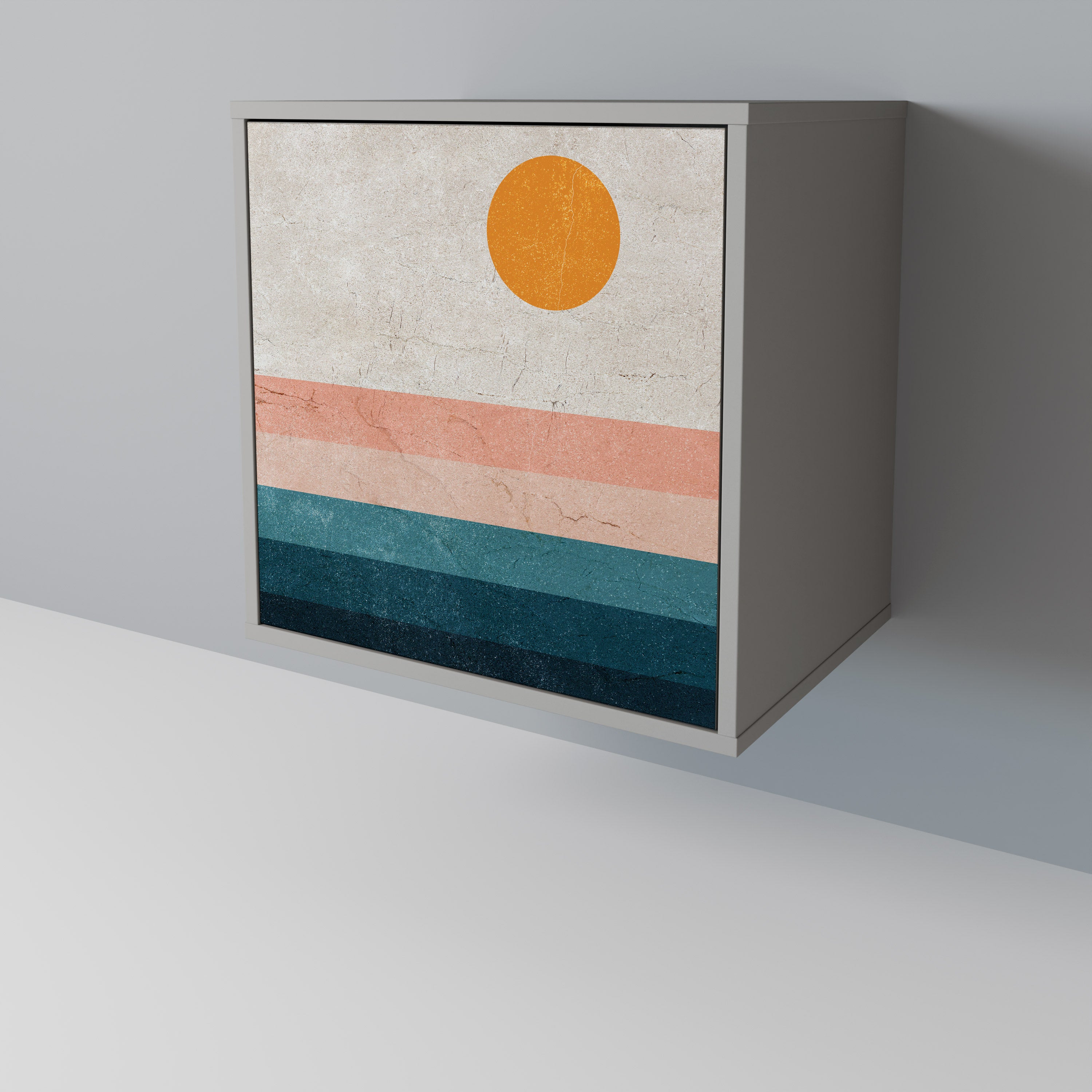 TWO HALVES 1-Door Sideboard in Grey Finish