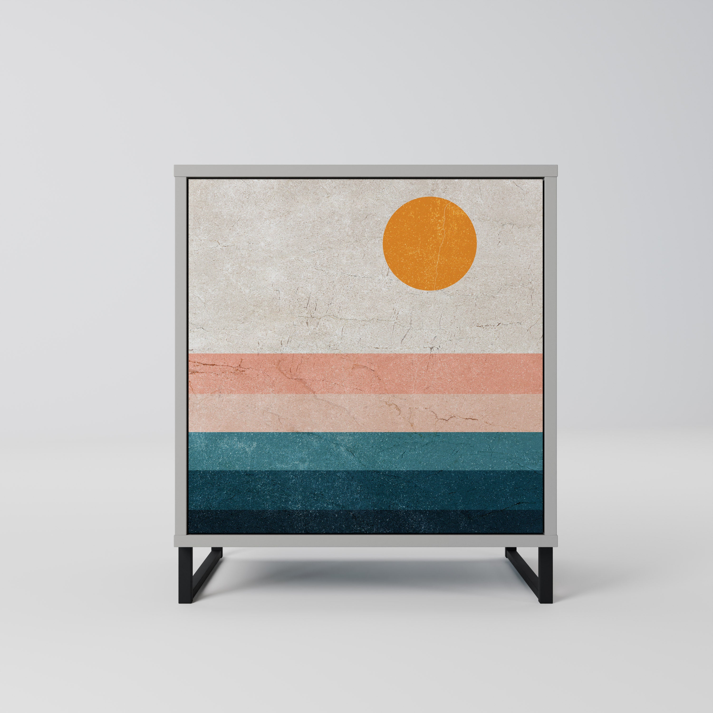 TWO HALVES 1-Door Sideboard in Grey Finish