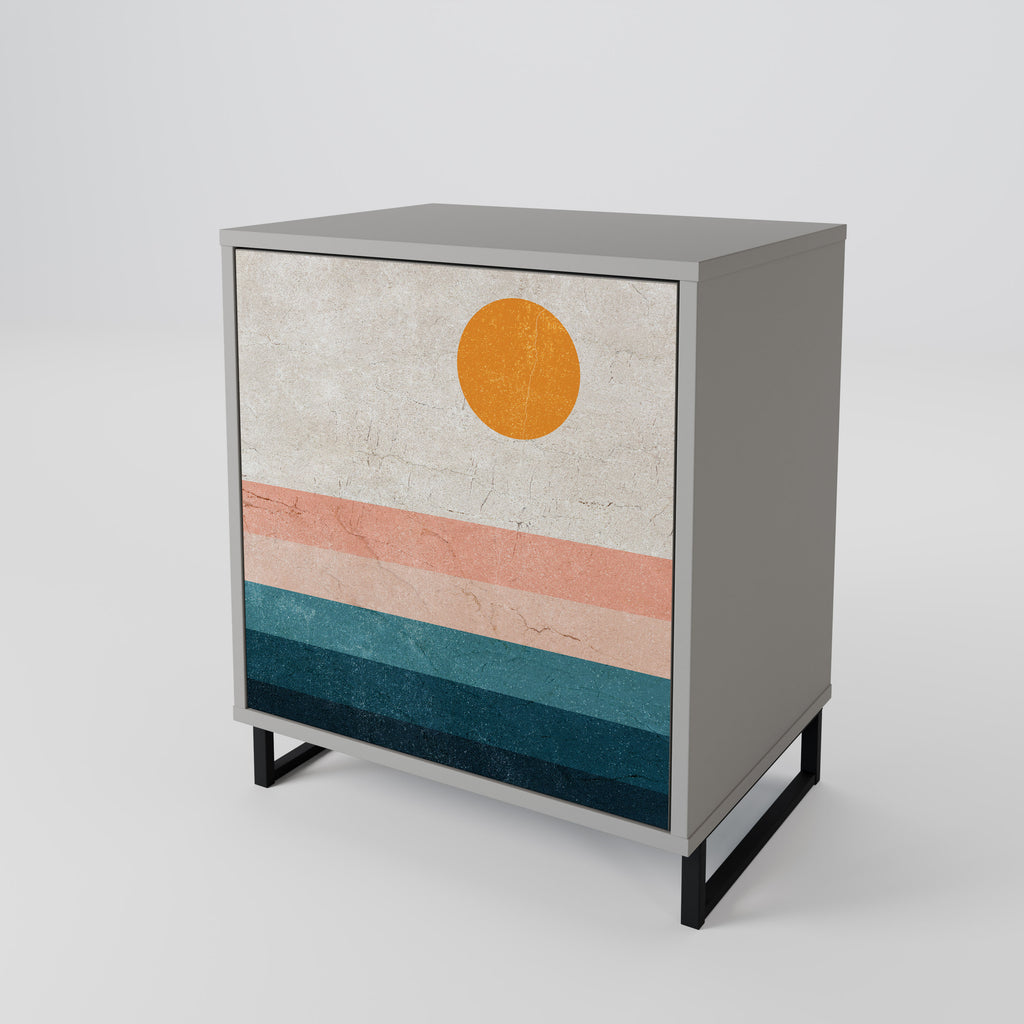 TWO HALVES 1-Door Sideboard in Grey Finish