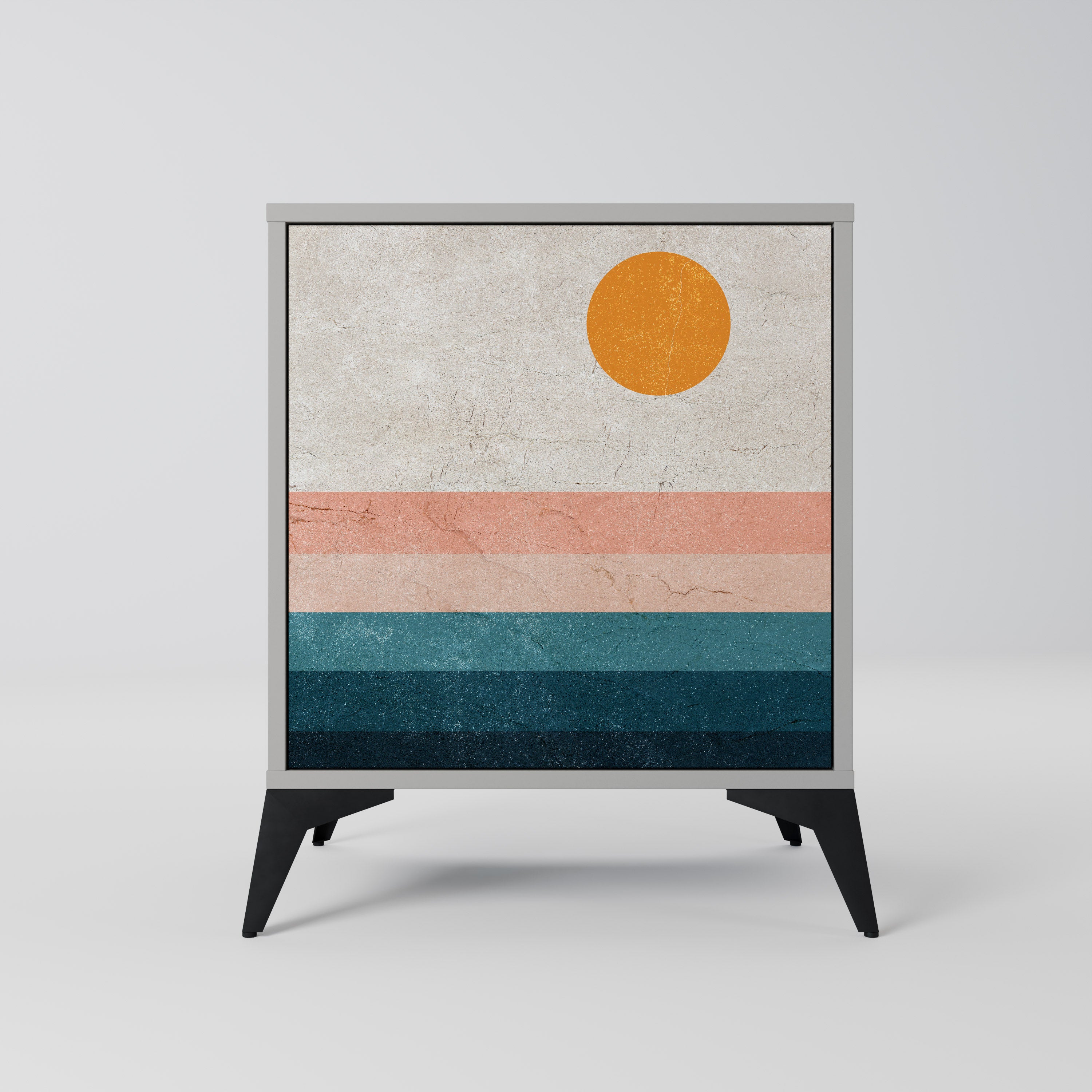 TWO HALVES 1-Door Sideboard in Grey Finish