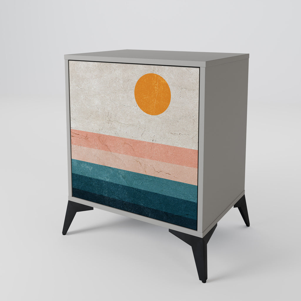 TWO HALVES 1-Door Sideboard in Grey Finish