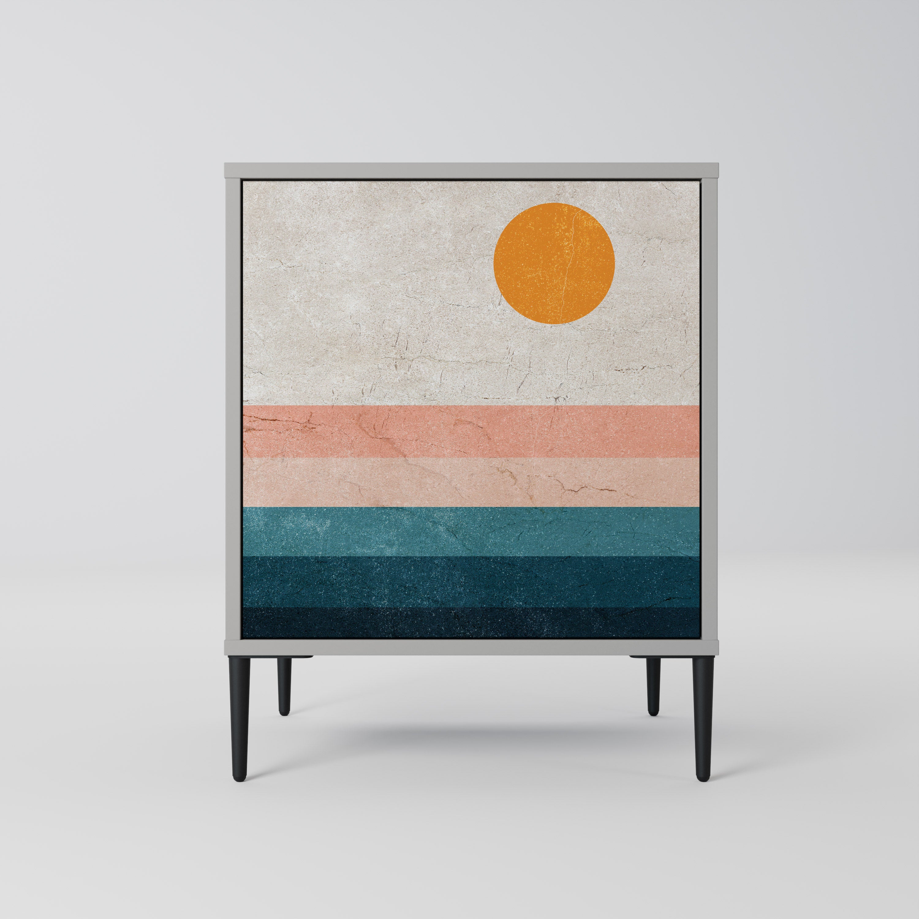 TWO HALVES 1-Door Sideboard in Grey Finish