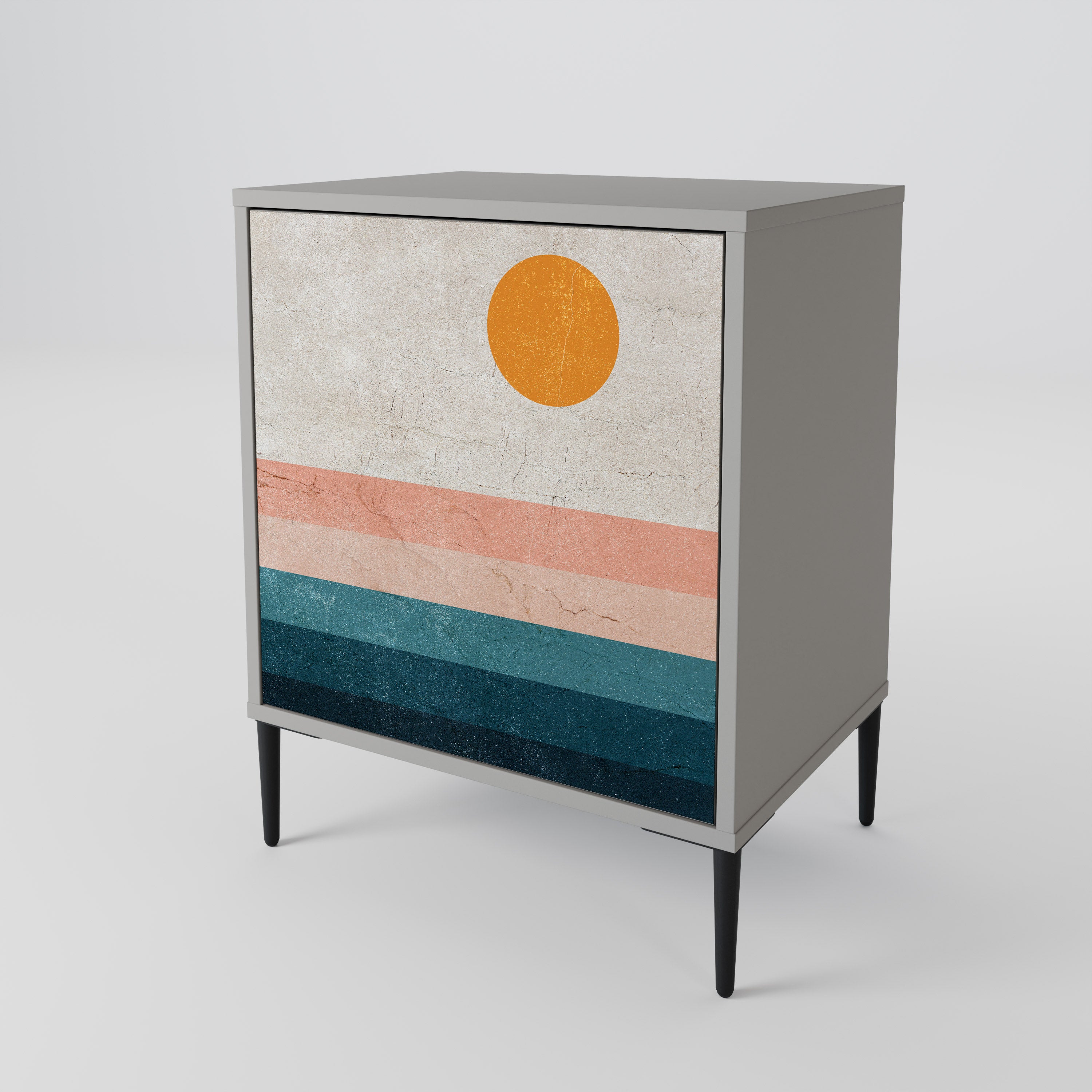 TWO HALVES 1-Door Sideboard in Grey Finish