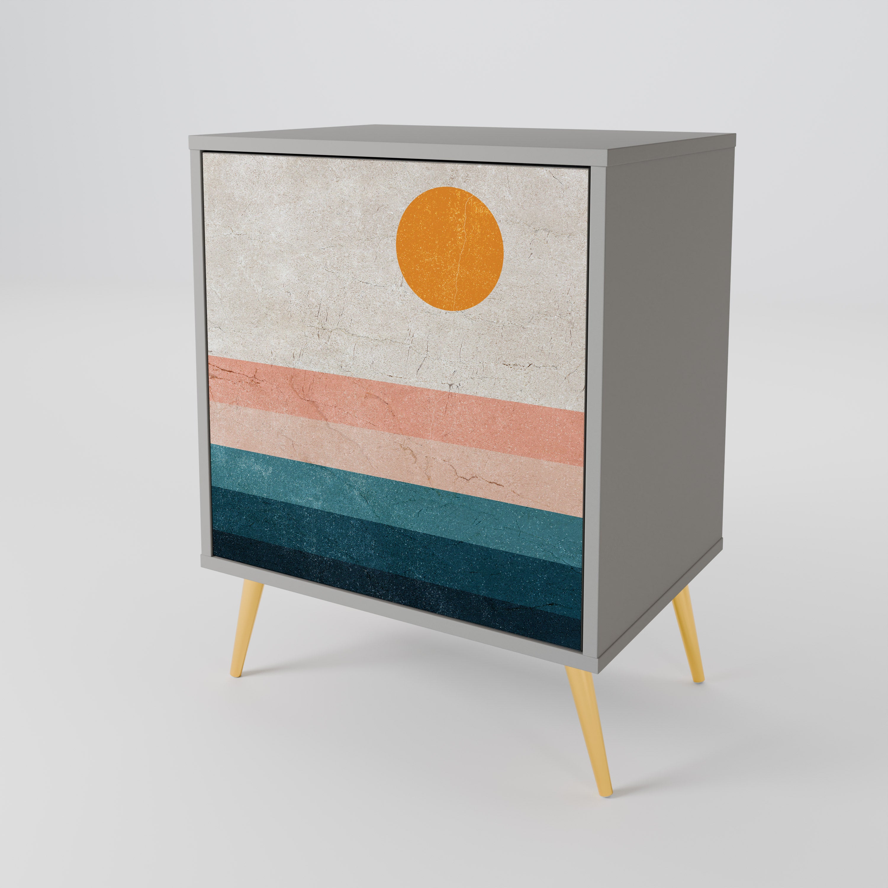 TWO HALVES 1-Door Sideboard in Grey Finish