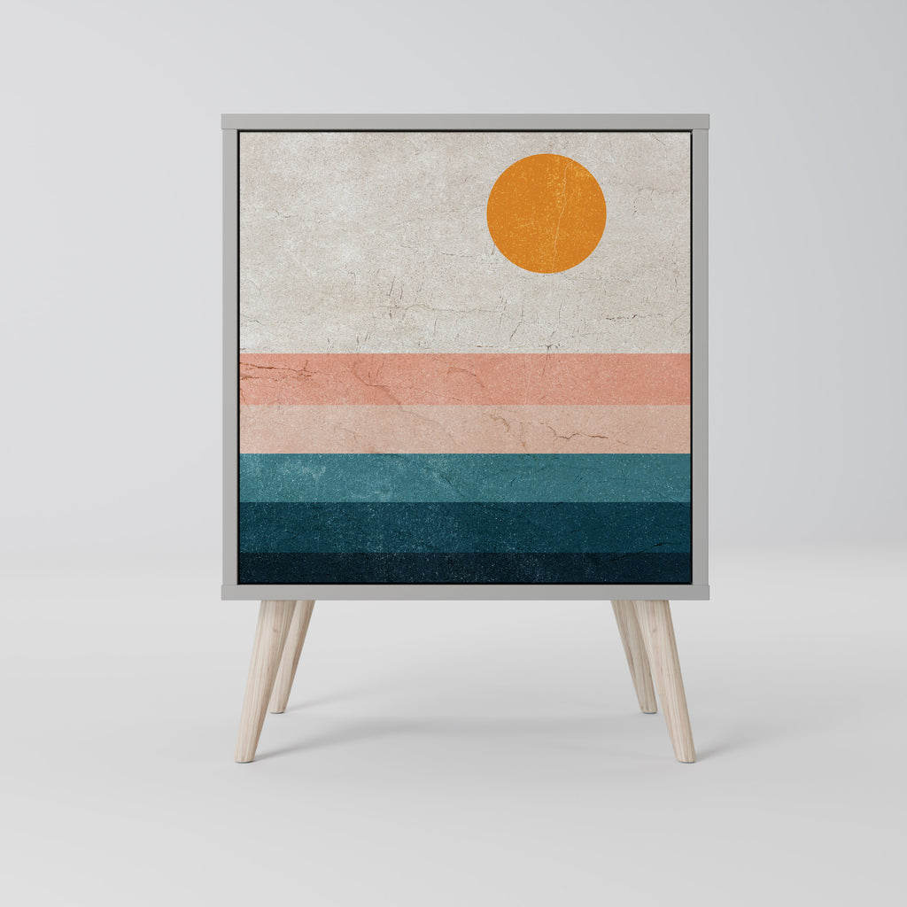 TWO HALVES 1-Door Sideboard in Grey Finish