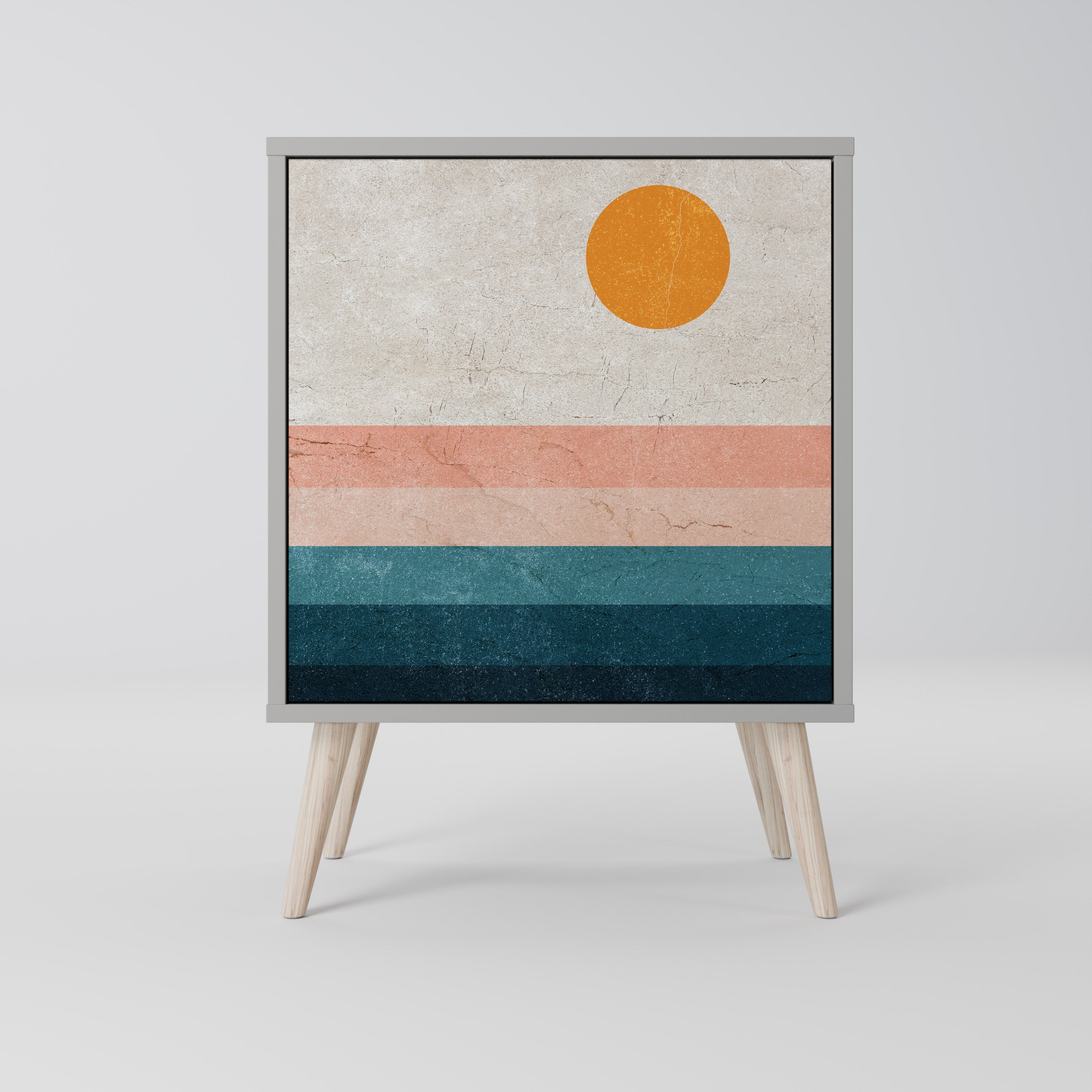 TWO HALVES 1-Door Sideboard in Grey Finish