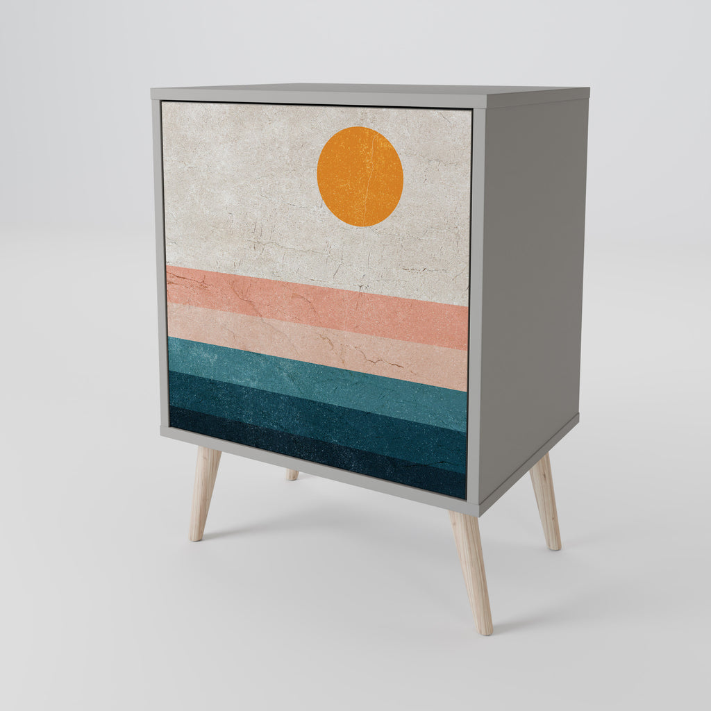 TWO HALVES 1-Door Sideboard in Grey Finish