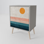 TWO HALVES 1-Door Sideboard in Grey Finish