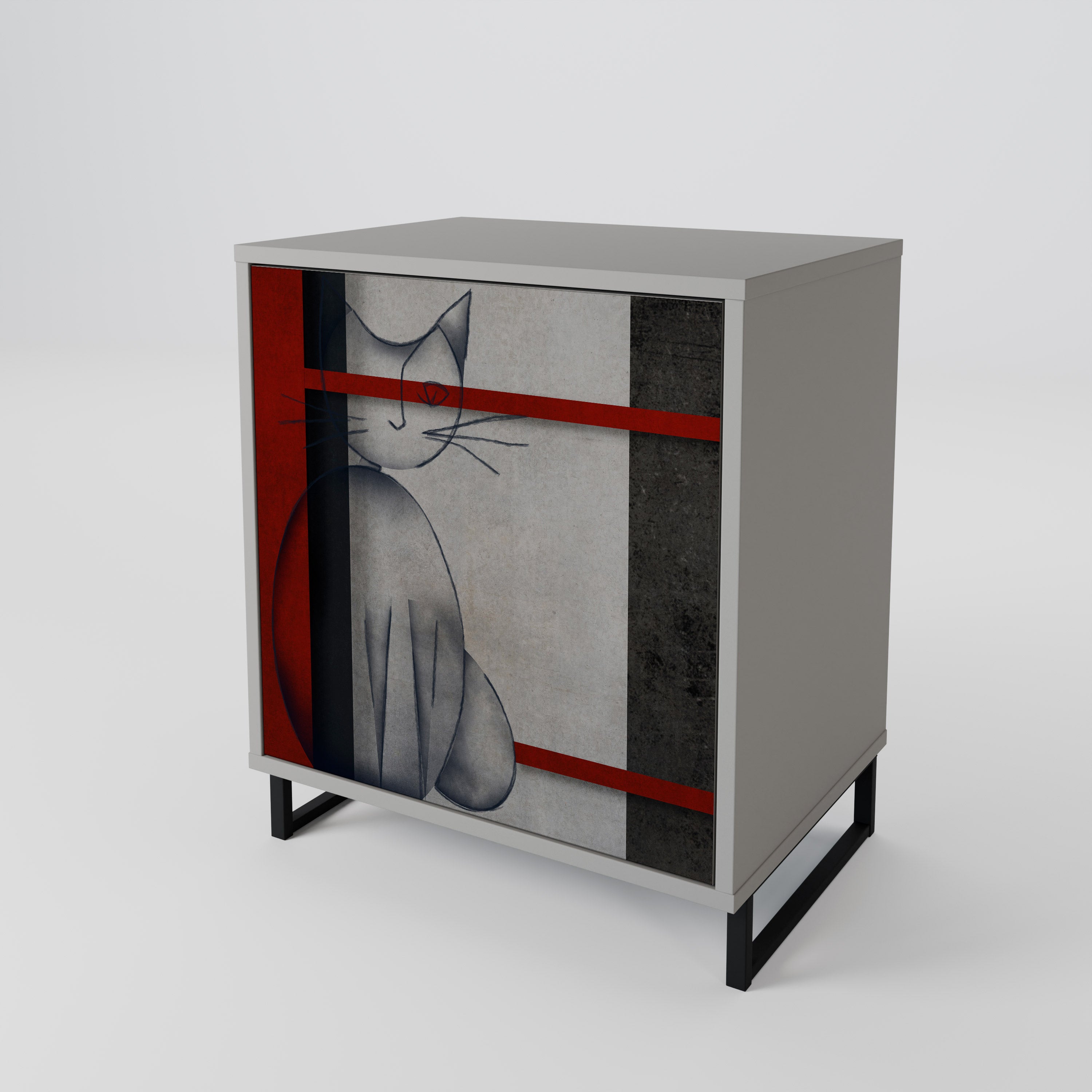 GRAY FIGURES 1-Door Sideboard in Grey Finish