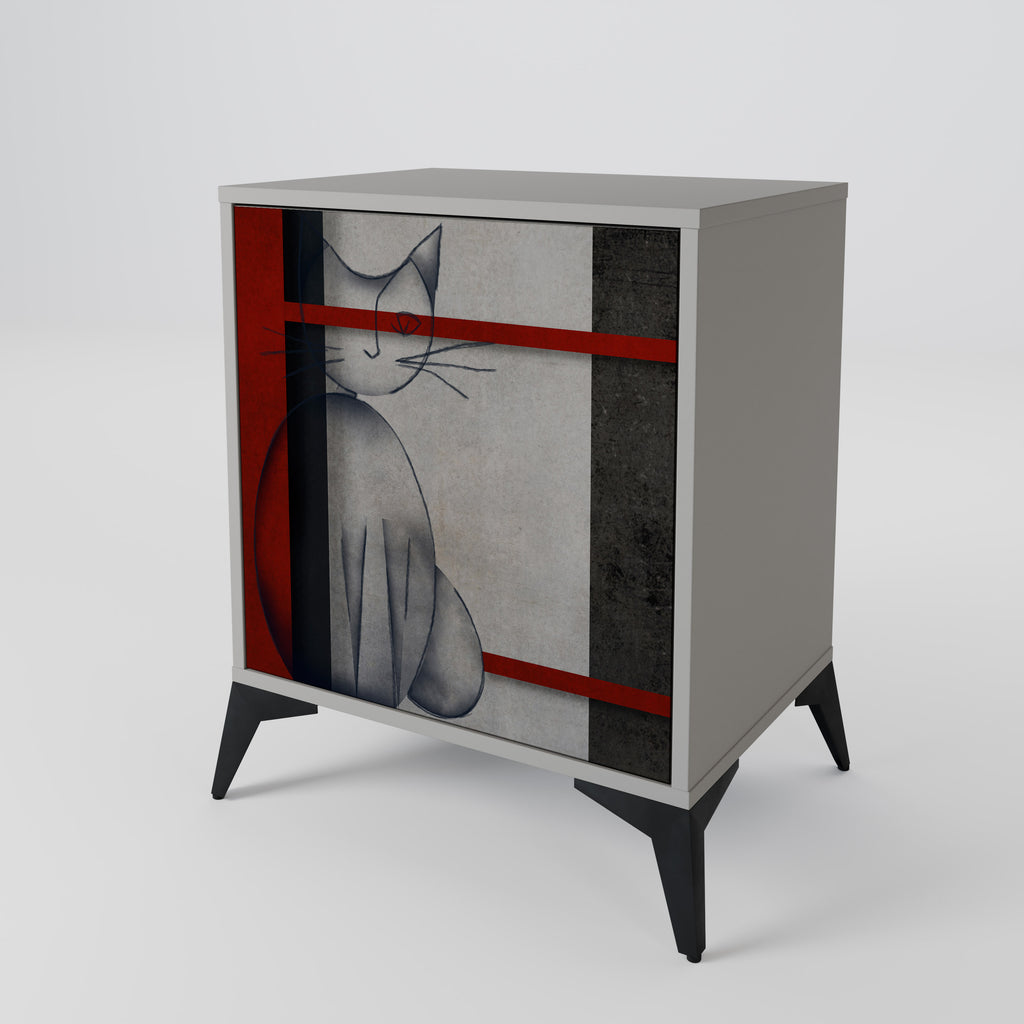 GRAY FIGURES 1-Door Sideboard in Grey Finish