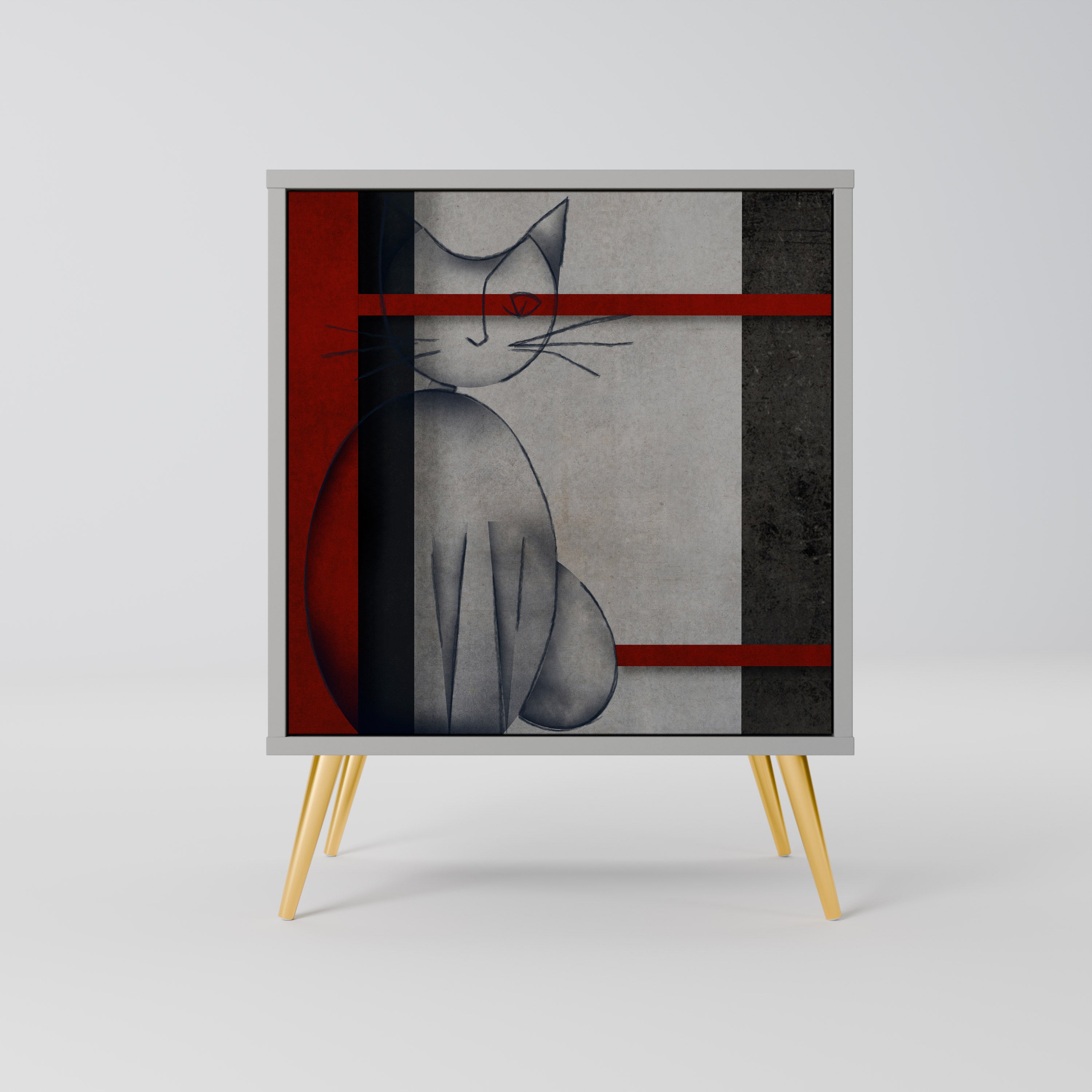 GRAY FIGURES 1-Door Sideboard in Grey Finish