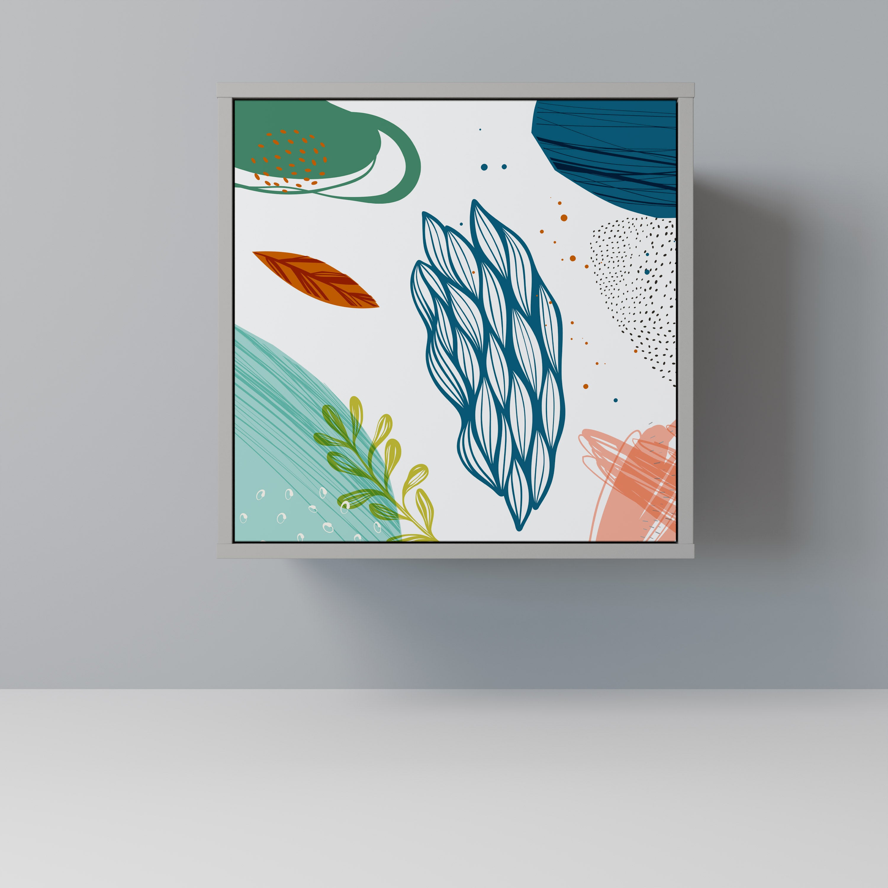 BOTANICAL HURRICANE 1-Door Sideboard in Grey Finish