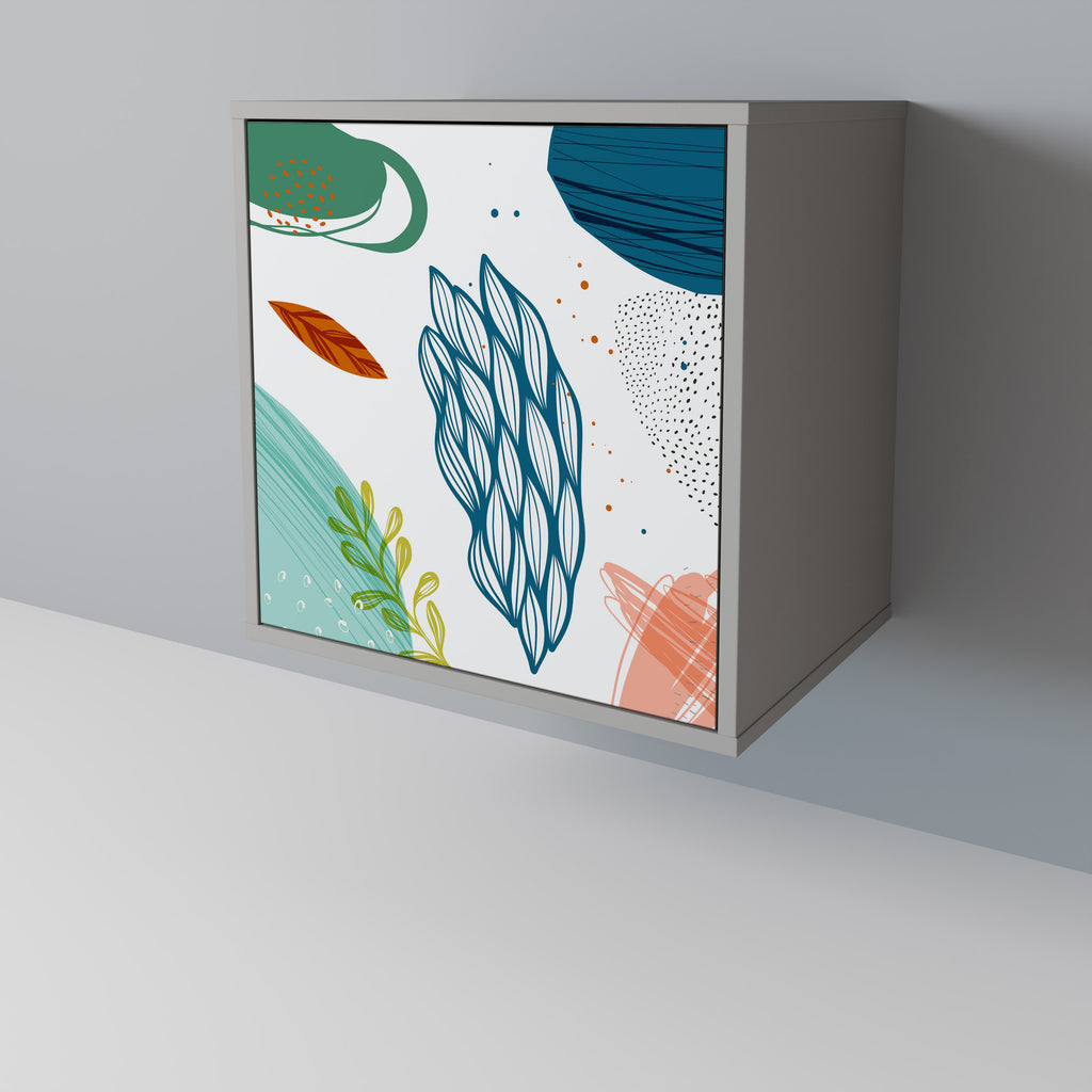 BOTANICAL HURRICANE 1-Door Sideboard in Grey Finish