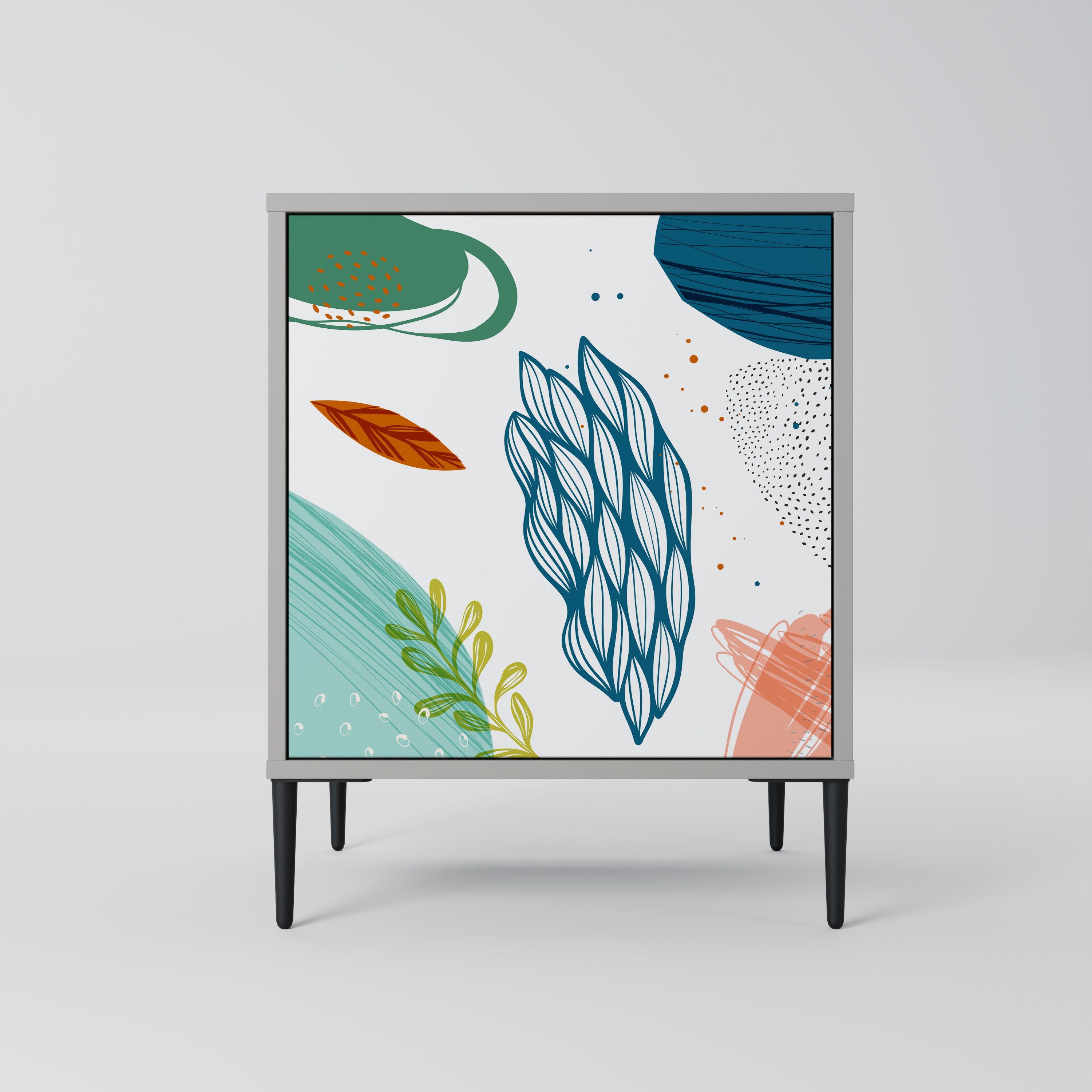 BOTANICAL HURRICANE 1-Door Sideboard in Grey Finish