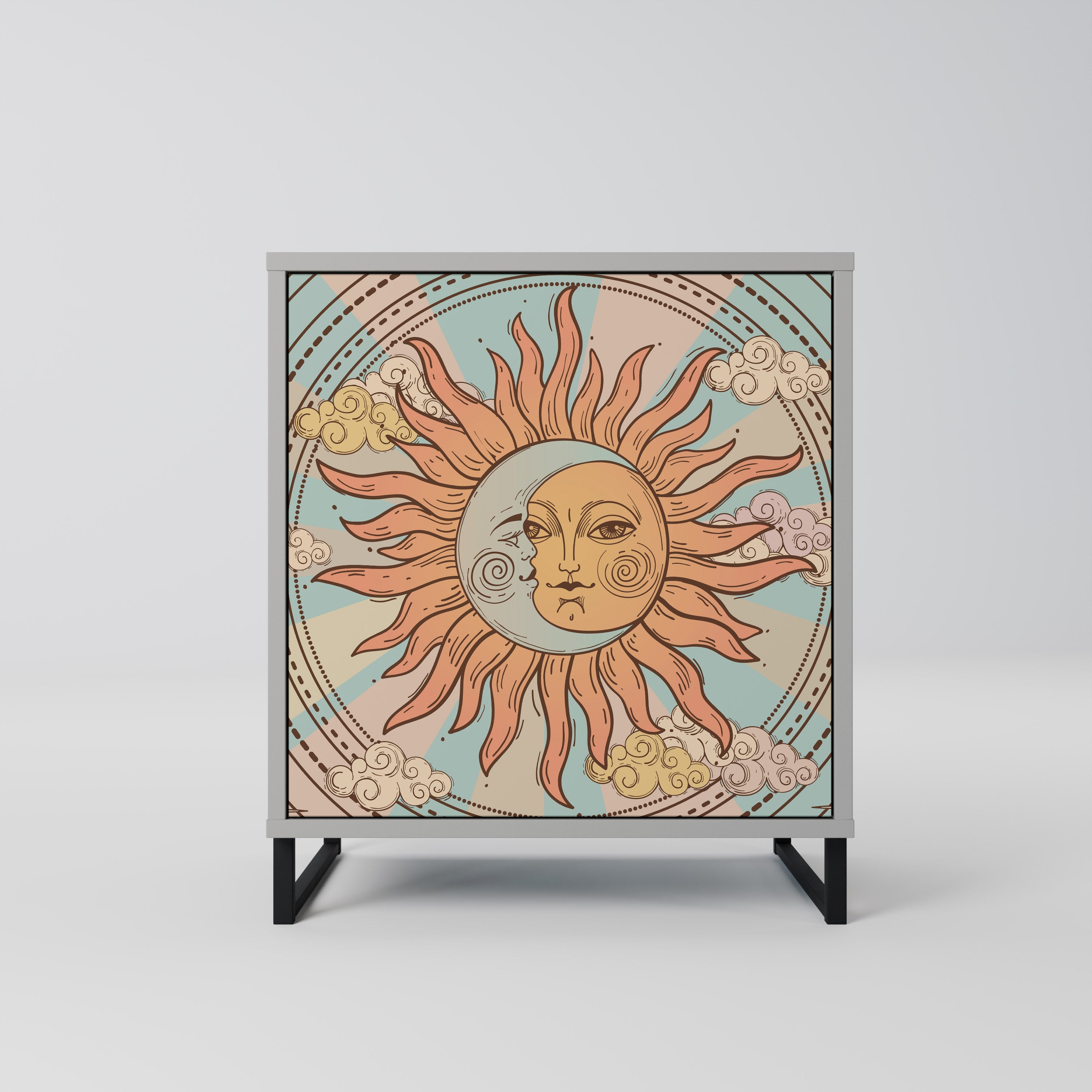 MYSTICAL STRUCTURE 1-Door Sideboard in Grey Finish