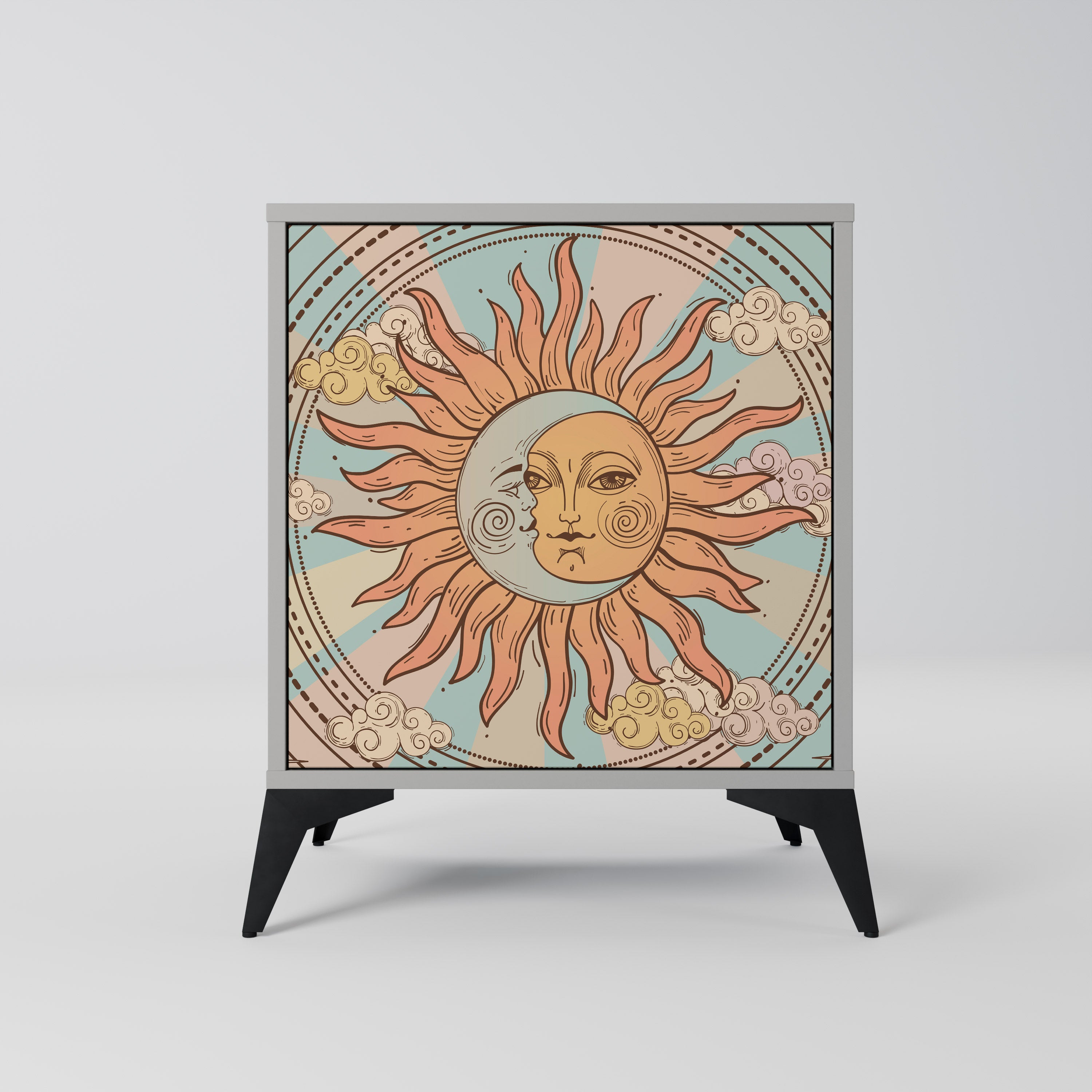 MYSTICAL STRUCTURE 1-Door Sideboard in Grey Finish