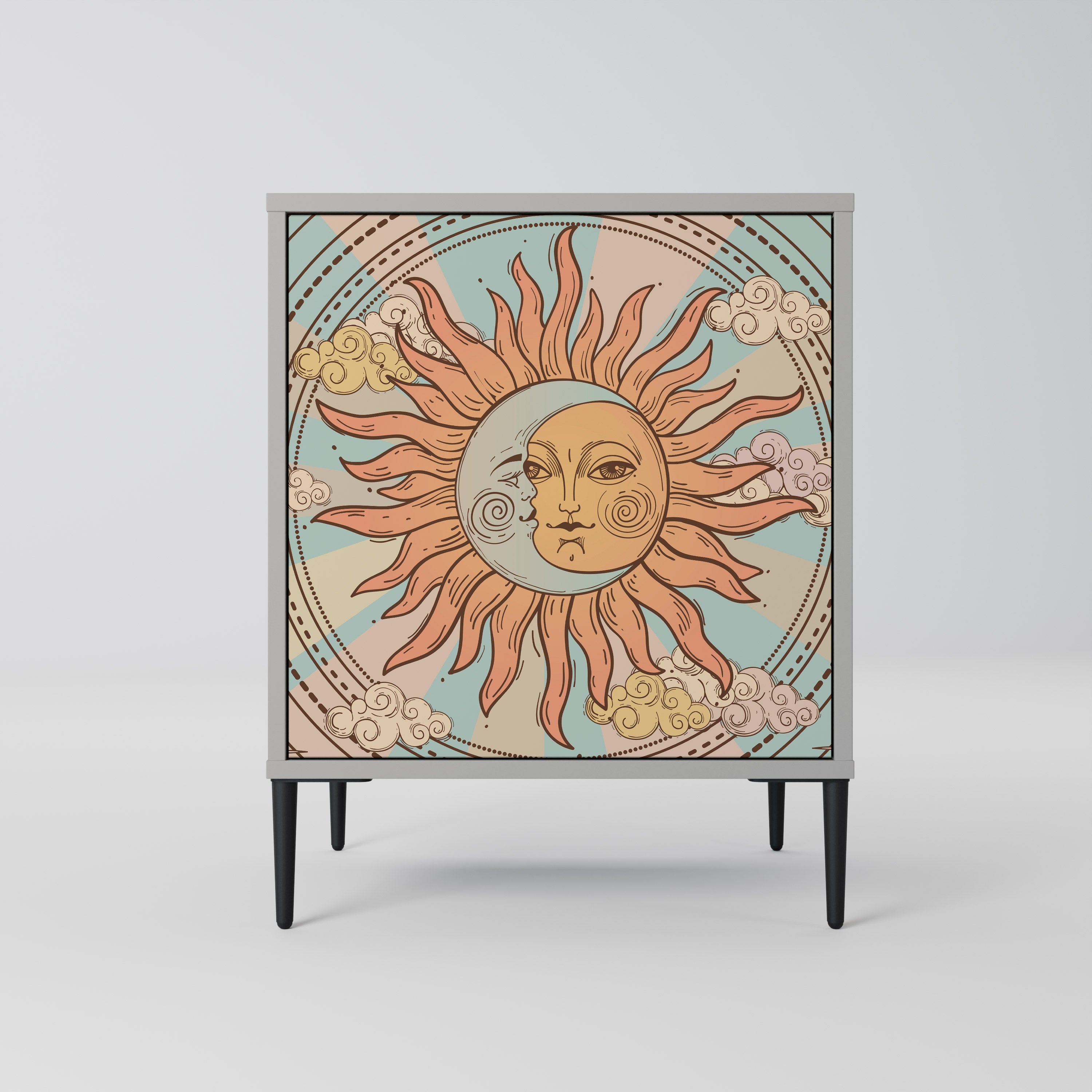 MYSTICAL STRUCTURE 1-Door Sideboard in Grey Finish