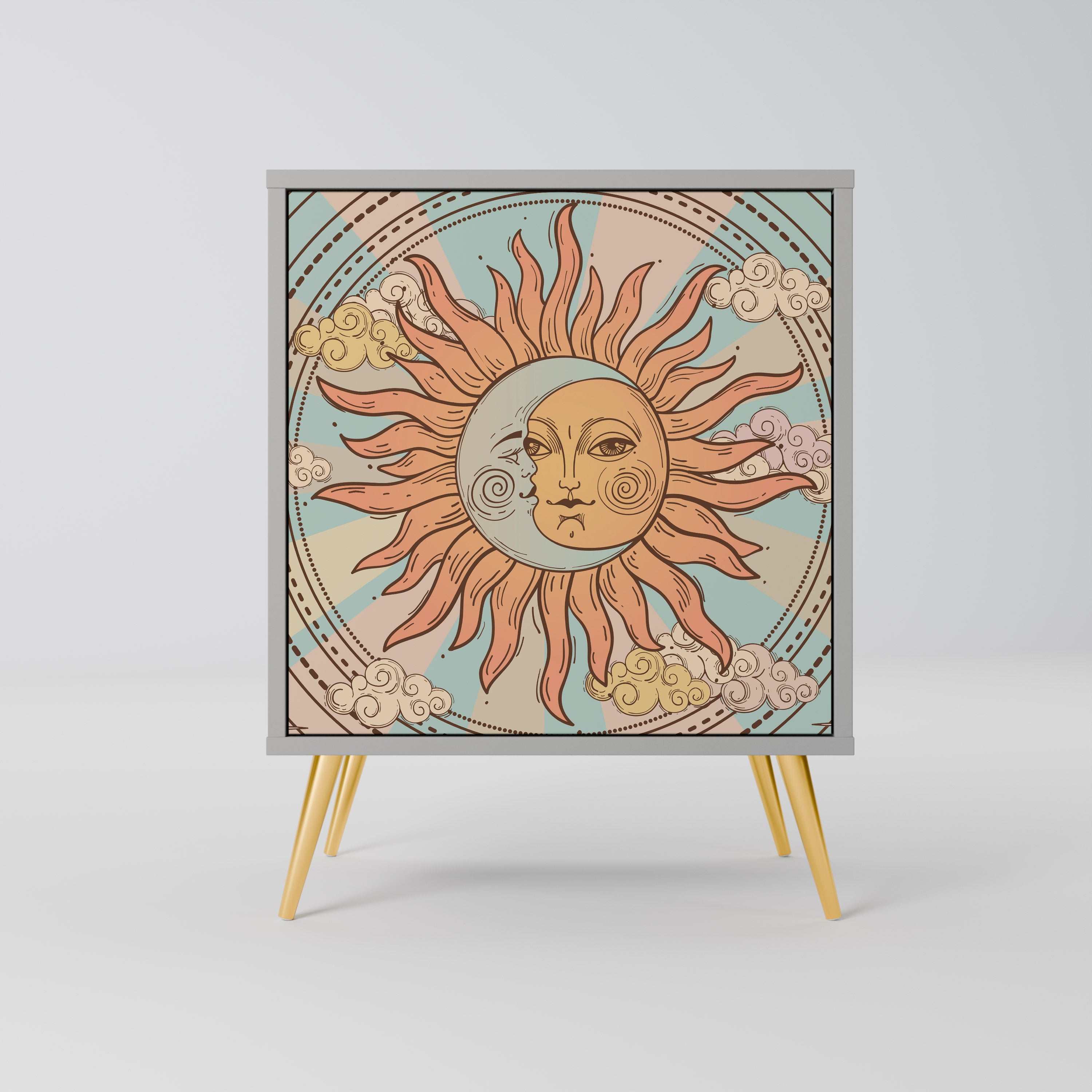 MYSTICAL STRUCTURE 1-Door Sideboard in Grey Finish