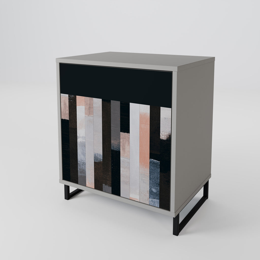 COLLAGE OF RECTANGLES 1-Door Sideboard in Grey Finish