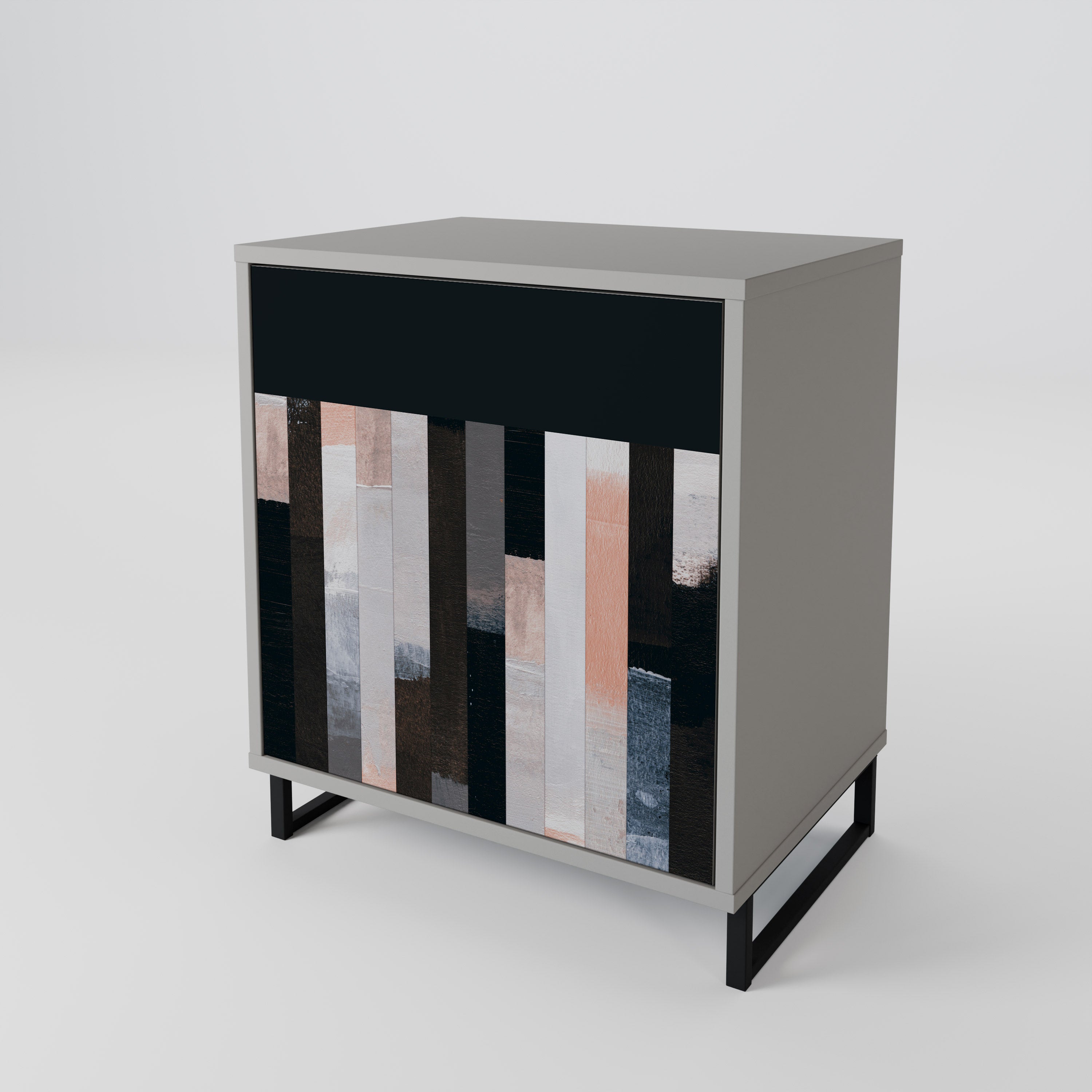 COLLAGE OF RECTANGLES 1-Door Sideboard in Grey Finish
