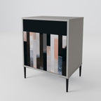 COLLAGE OF RECTANGLES 1-Door Sideboard in Grey Finish