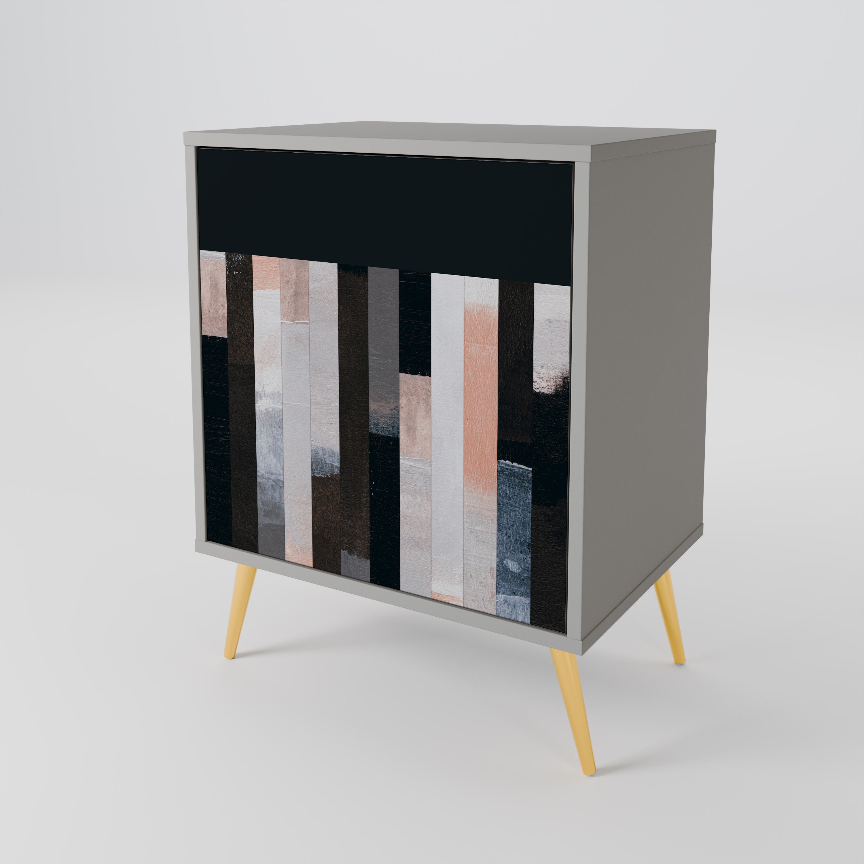 COLLAGE OF RECTANGLES 1-Door Sideboard in Grey Finish