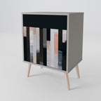 COLLAGE OF RECTANGLES 1-Door Sideboard in Grey Finish