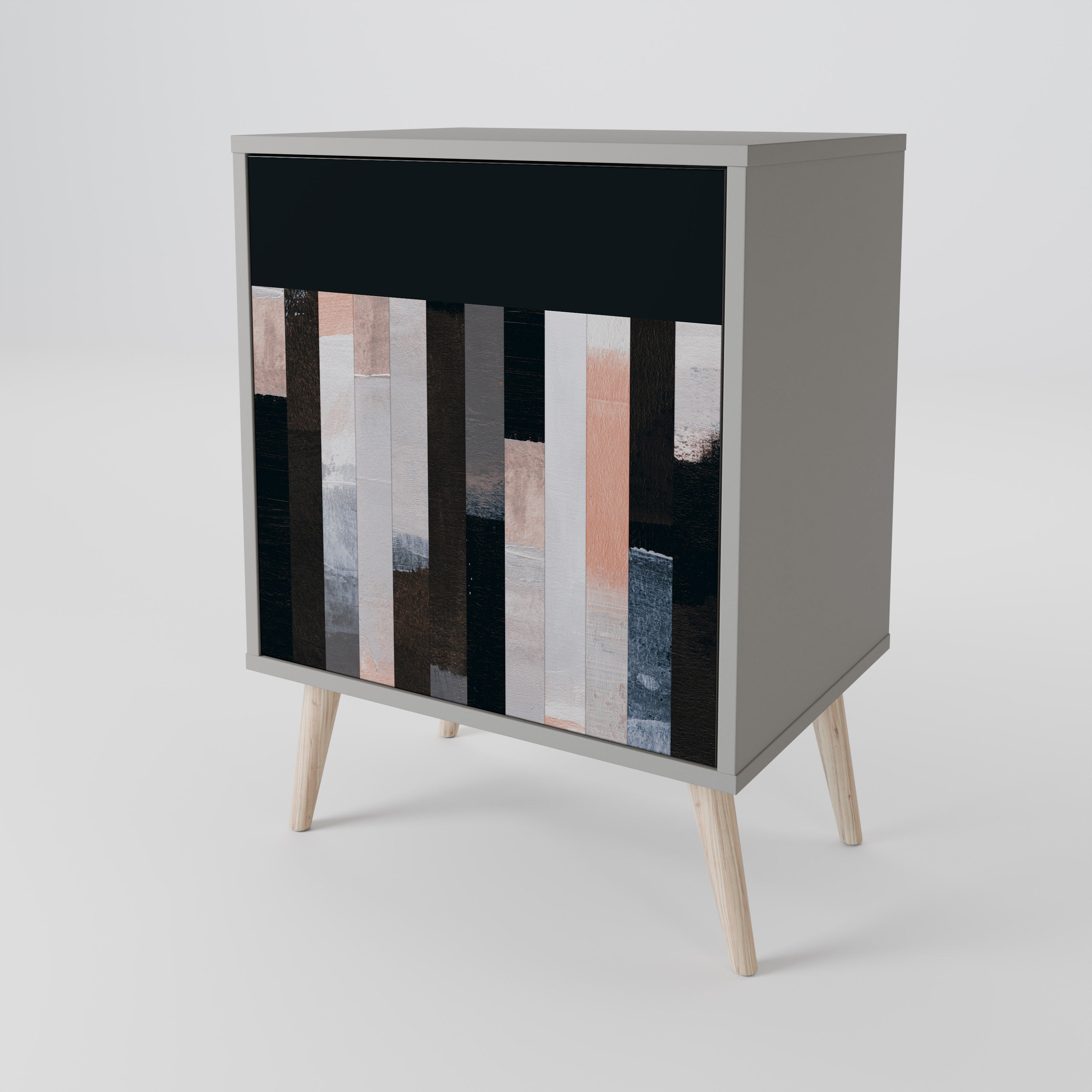 COLLAGE OF RECTANGLES 1-Door Sideboard in Grey Finish