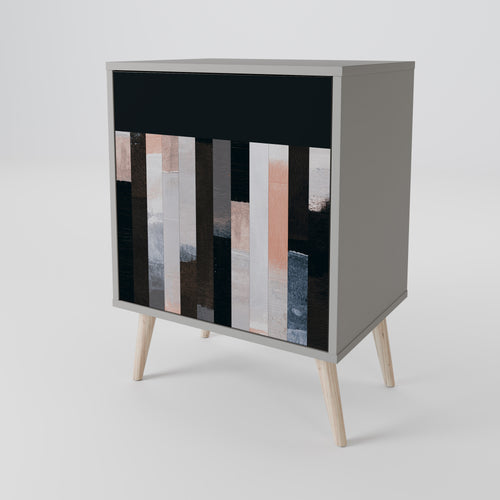 COLLAGE OF RECTANGLES 1-Door Sideboard in Grey Finish