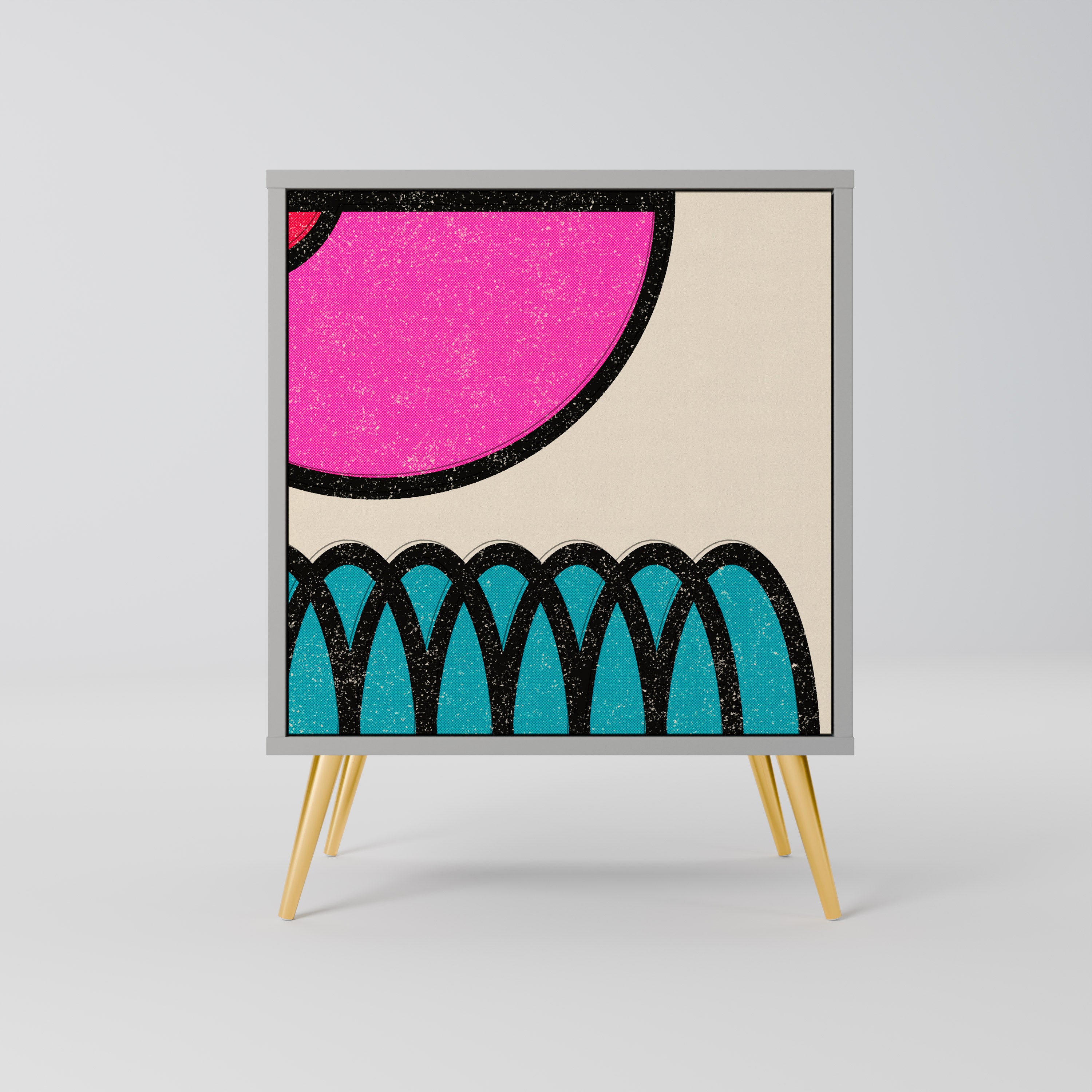 GEOMETRIC RHAPSODY 1-Door Sideboard in Grey Finish