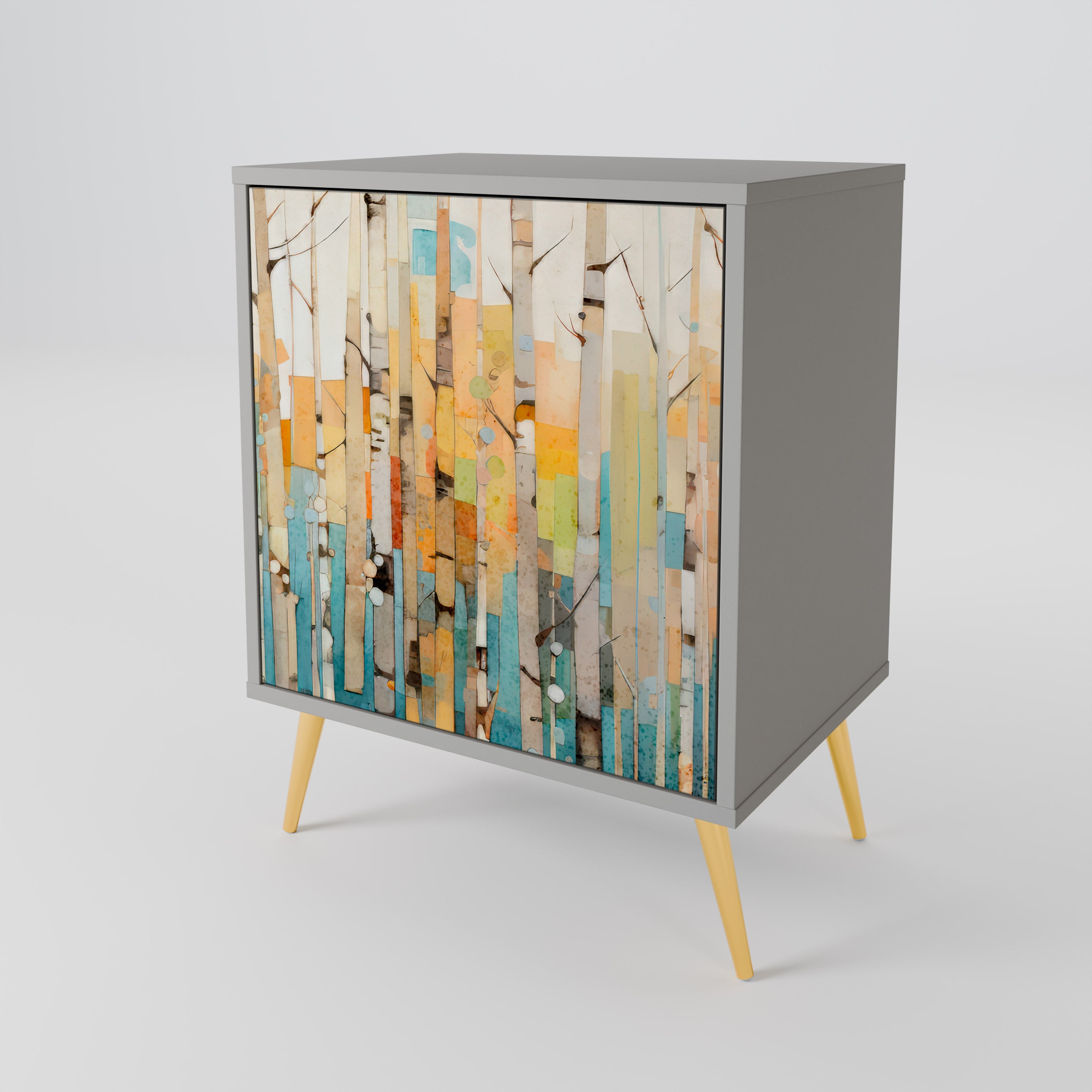 BIRCH KALEIDOSCOPE 1-Door Sideboard in Grey Finish