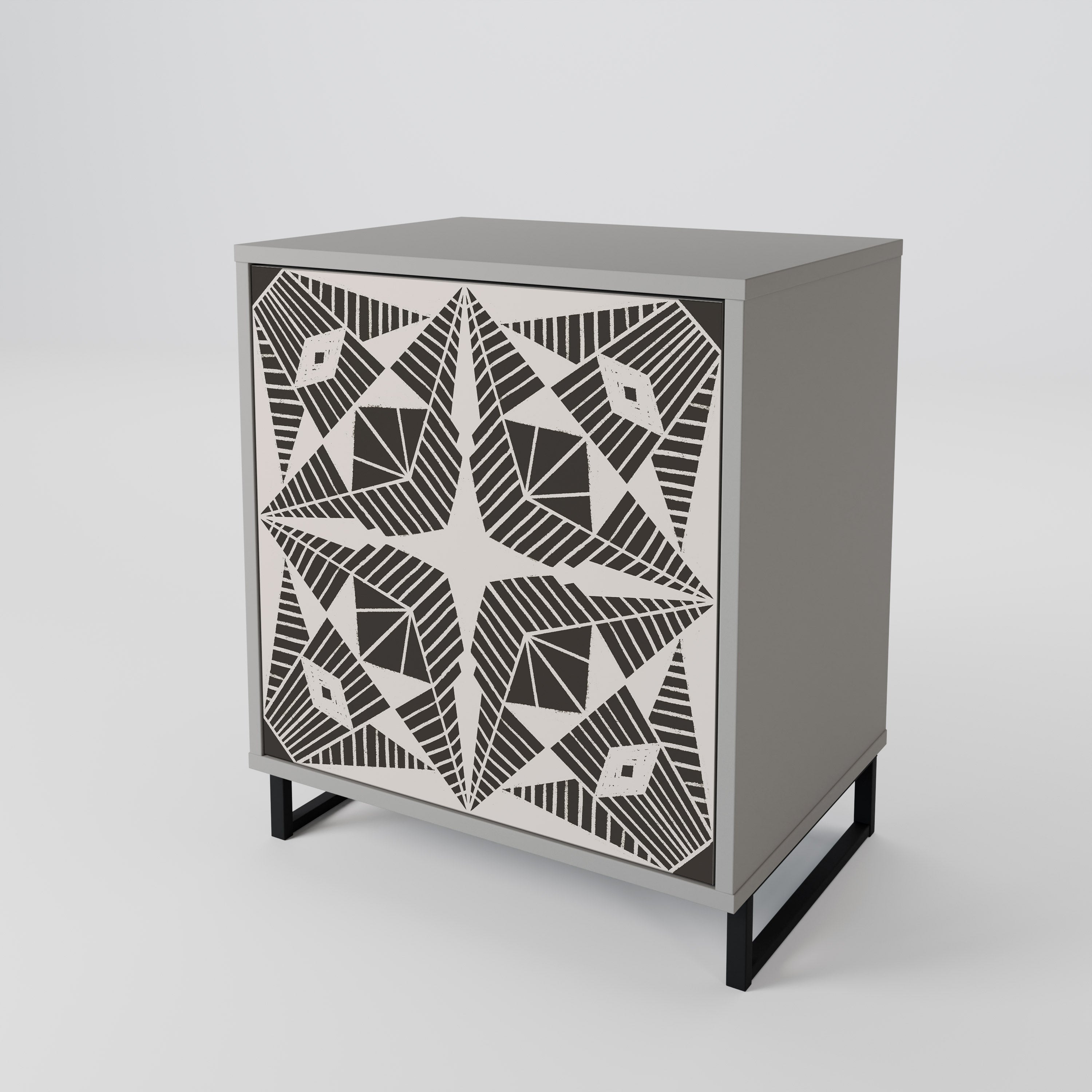 MONOCHROME NEXUS 1-Door Sideboard in Grey Finish