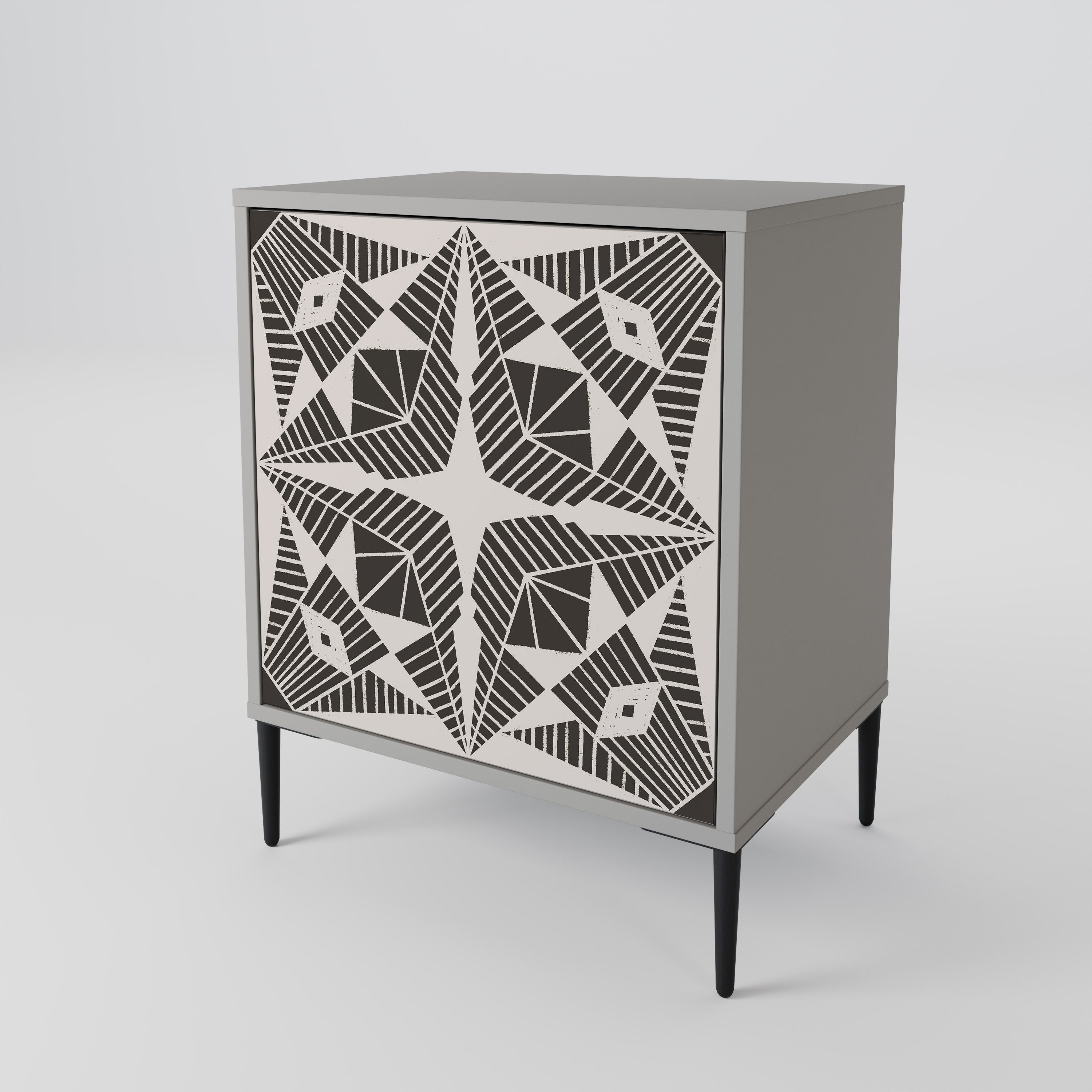 MONOCHROME NEXUS 1-Door Sideboard in Grey Finish
